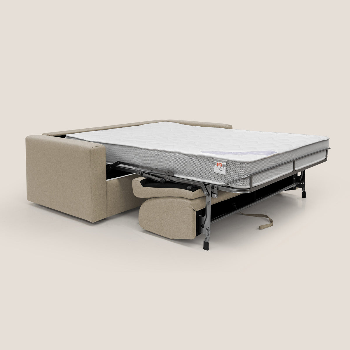 Kansas Divano letto matrimoniale alto 20 cm in tessuto impermeabile misto cotone T13 beige - divitt.sbs