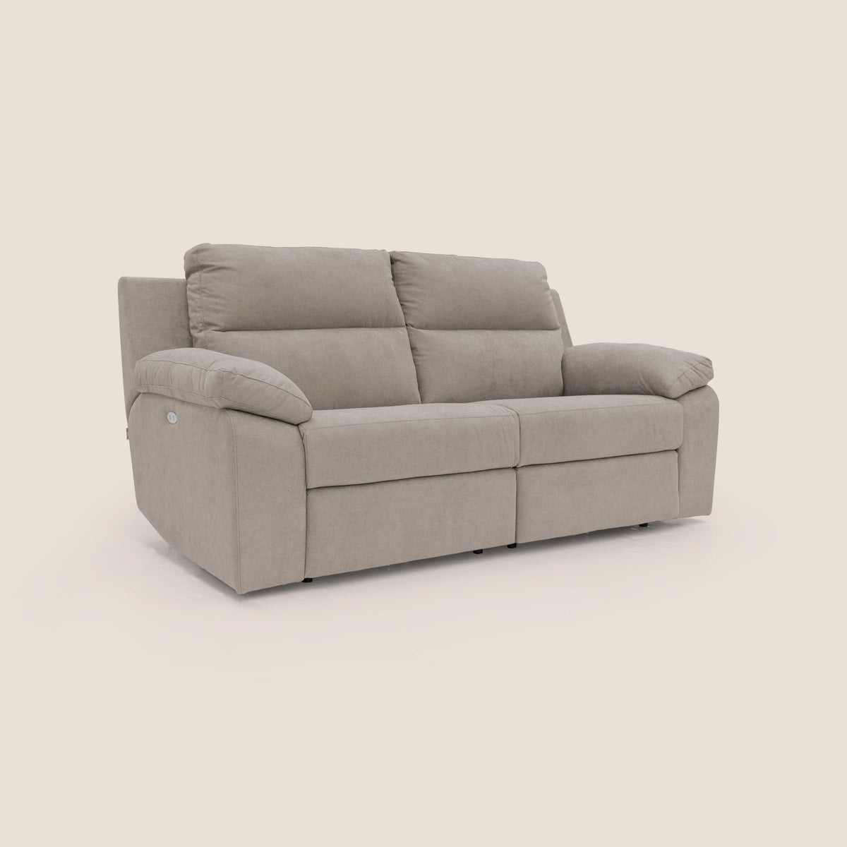 Romeo Divano relax con recliner elettrico in morbido tessuto impermeabile T02 beige - divitt.sbs