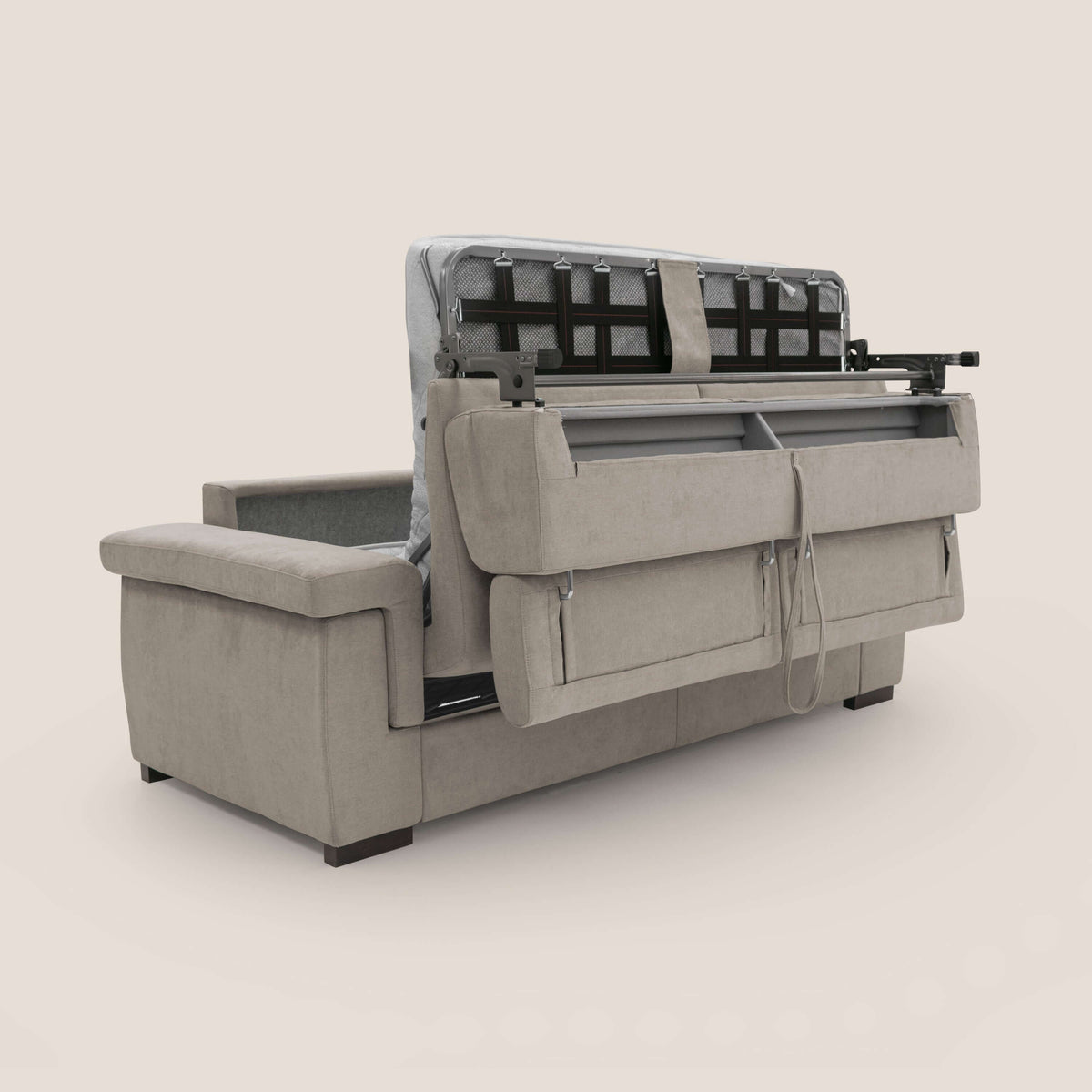 Bjorn divano letto sfoderabile con materasso H18 cm e poggiatesta reclinabili in tessuto impermeabile T02 beige - divitt.sbs