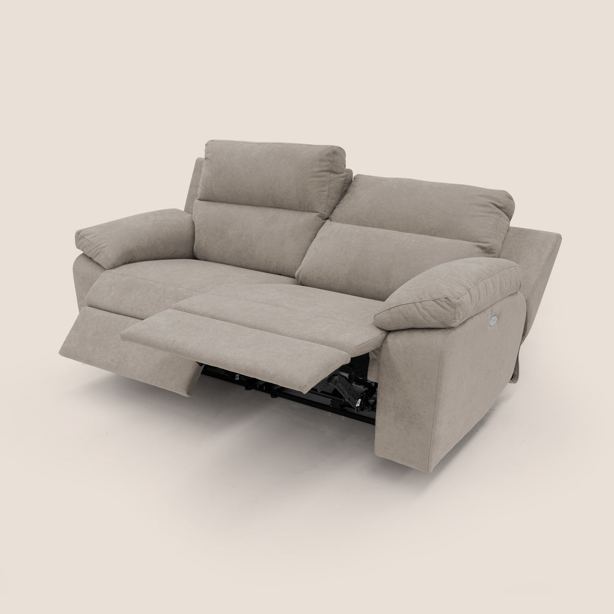 Romeo Divano relax con recliner elettrico in morbido tessuto impermeabile T02 beige - divitt.sbs
