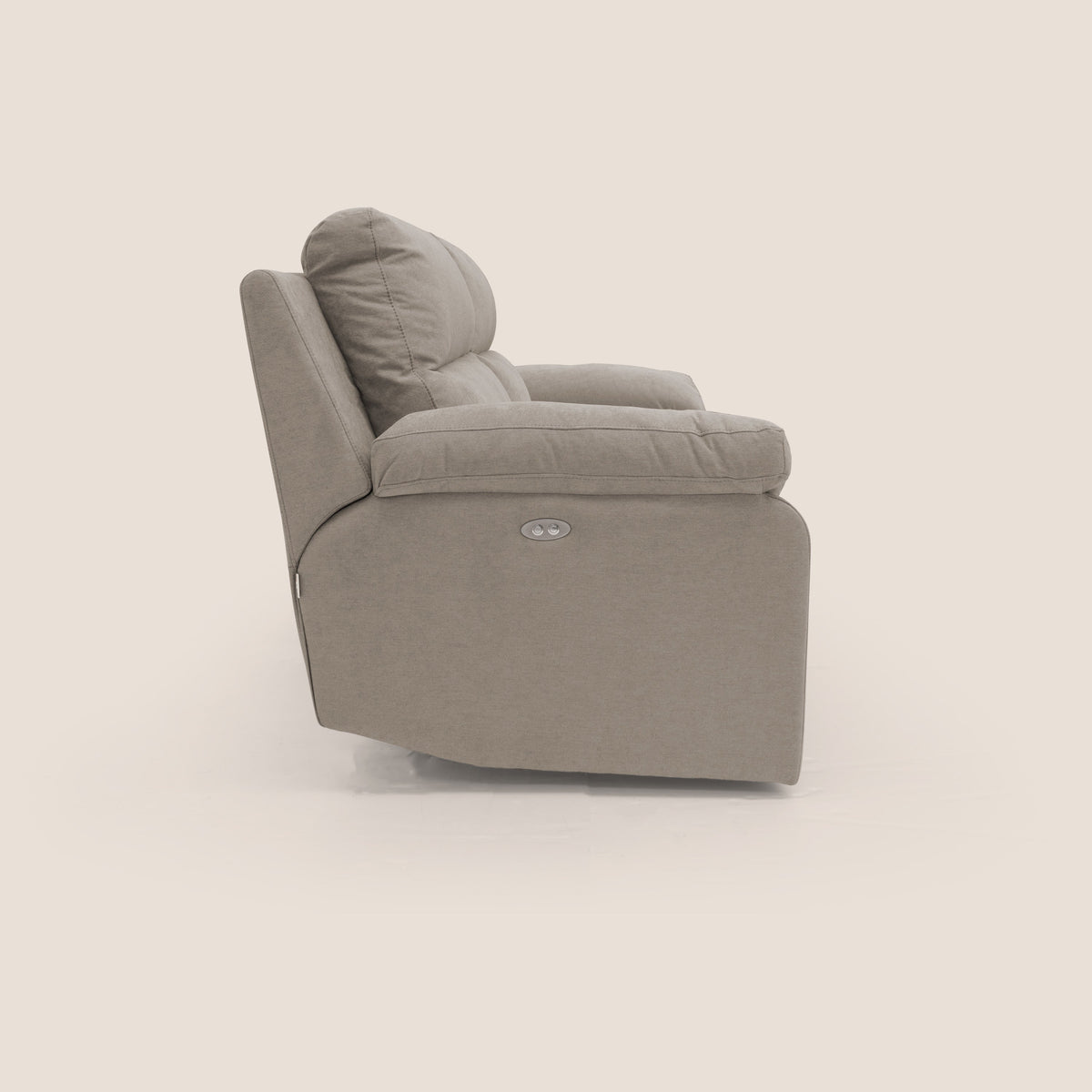Romeo Divano relax con recliner elettrico in morbido tessuto impermeabile T02 beige - divitt.sbs