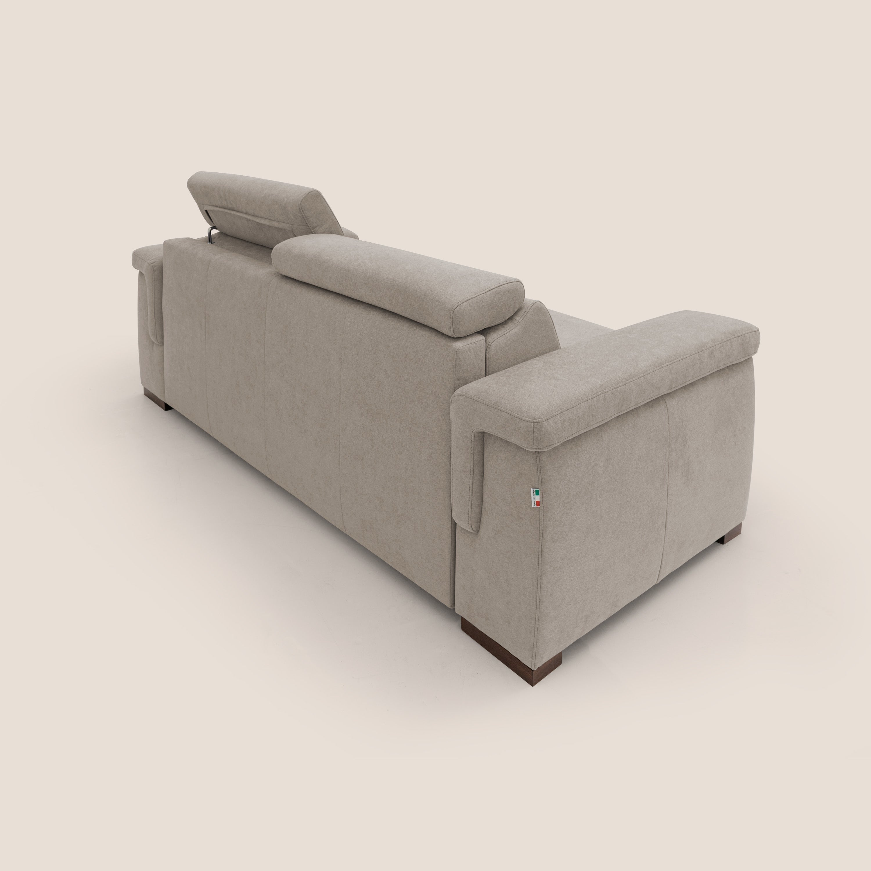 Giunone divano letto con materasso alto 18 cm e poggiatesta reclinabili in tessuto impermeabile T02 beige - divitt.sbs