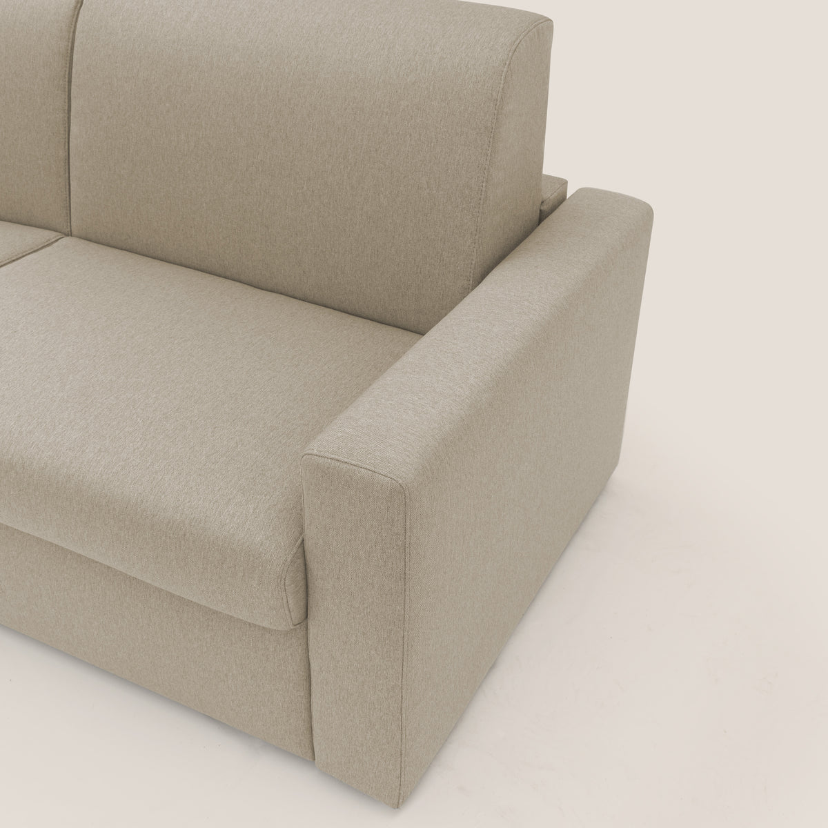 Kansas Divano letto matrimoniale alto 20 cm in tessuto impermeabile misto cotone T13 beige - divitt.sbs