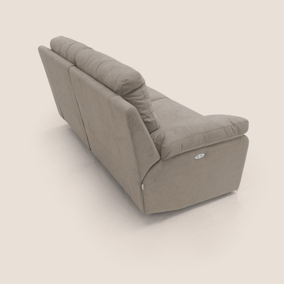 Romeo Divano relax con recliner elettrico in morbido tessuto impermeabile T02 beige - divitt.sbs