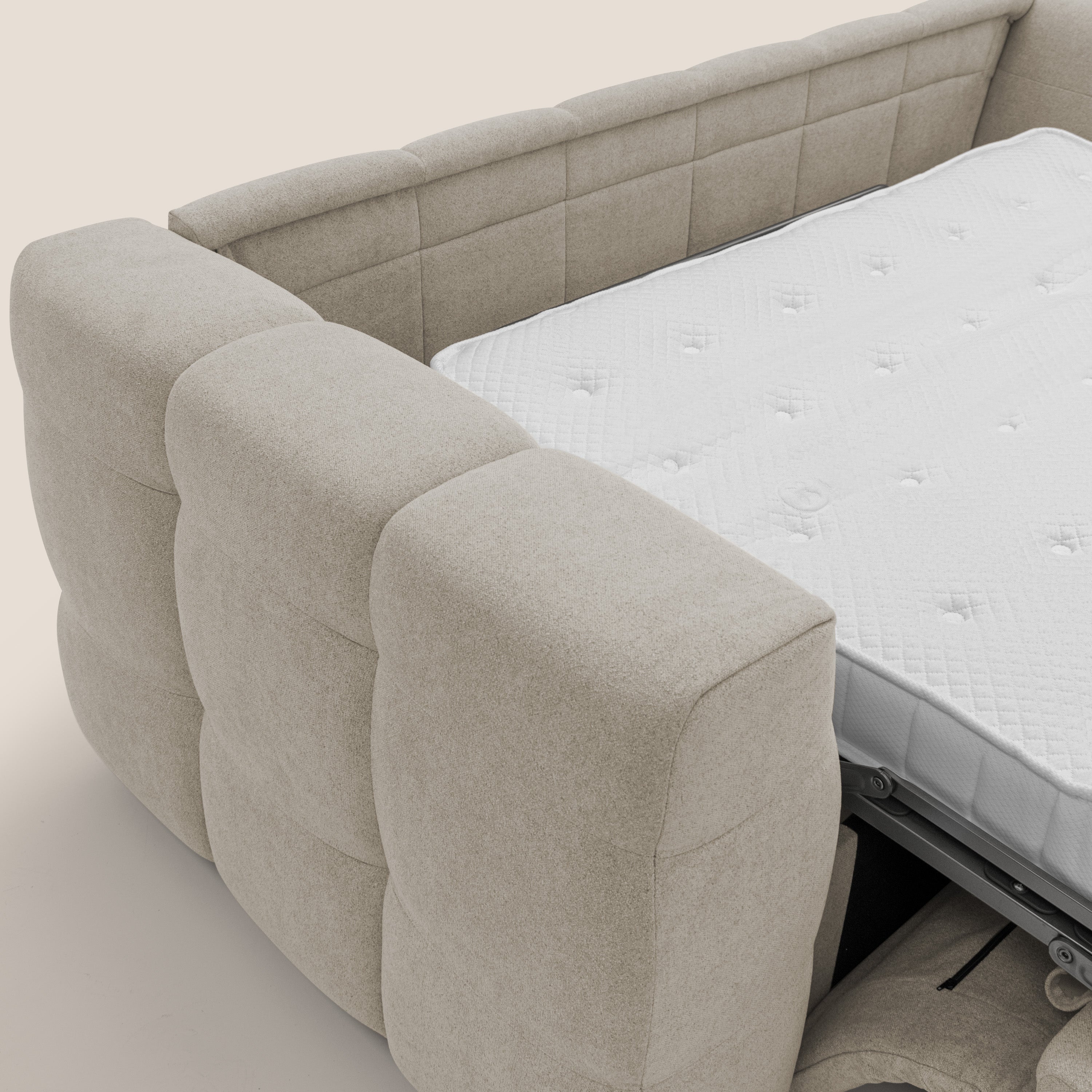 Tender Divano letto matrimoniale dal design innovativo in tessuto bouclet impermeabile T07 beige - divitt.sbs