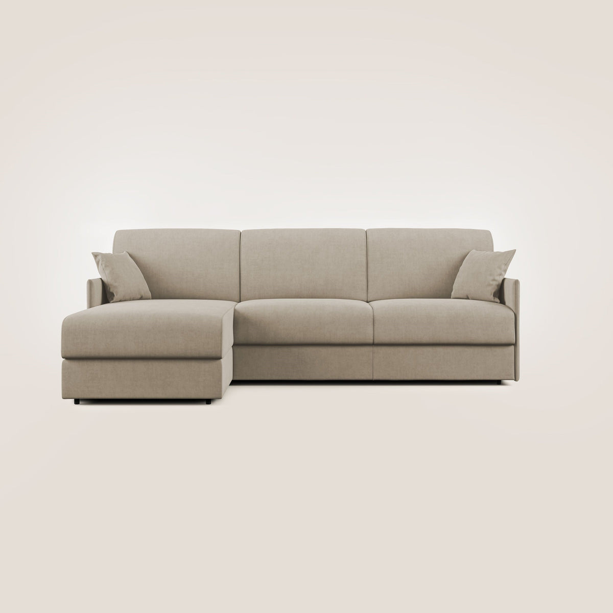 Evans Divano letto angolare con penisola in morbido tessuto impermeabile T02 beige - divitt.sbs