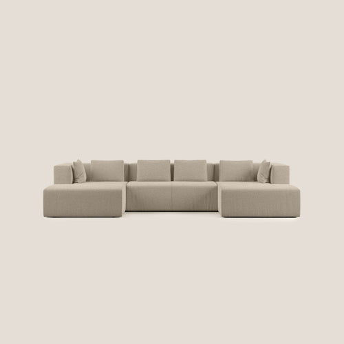 Nettuno divano panoramico in morbido tessuto bouclè T07 beige - divitt.sbs