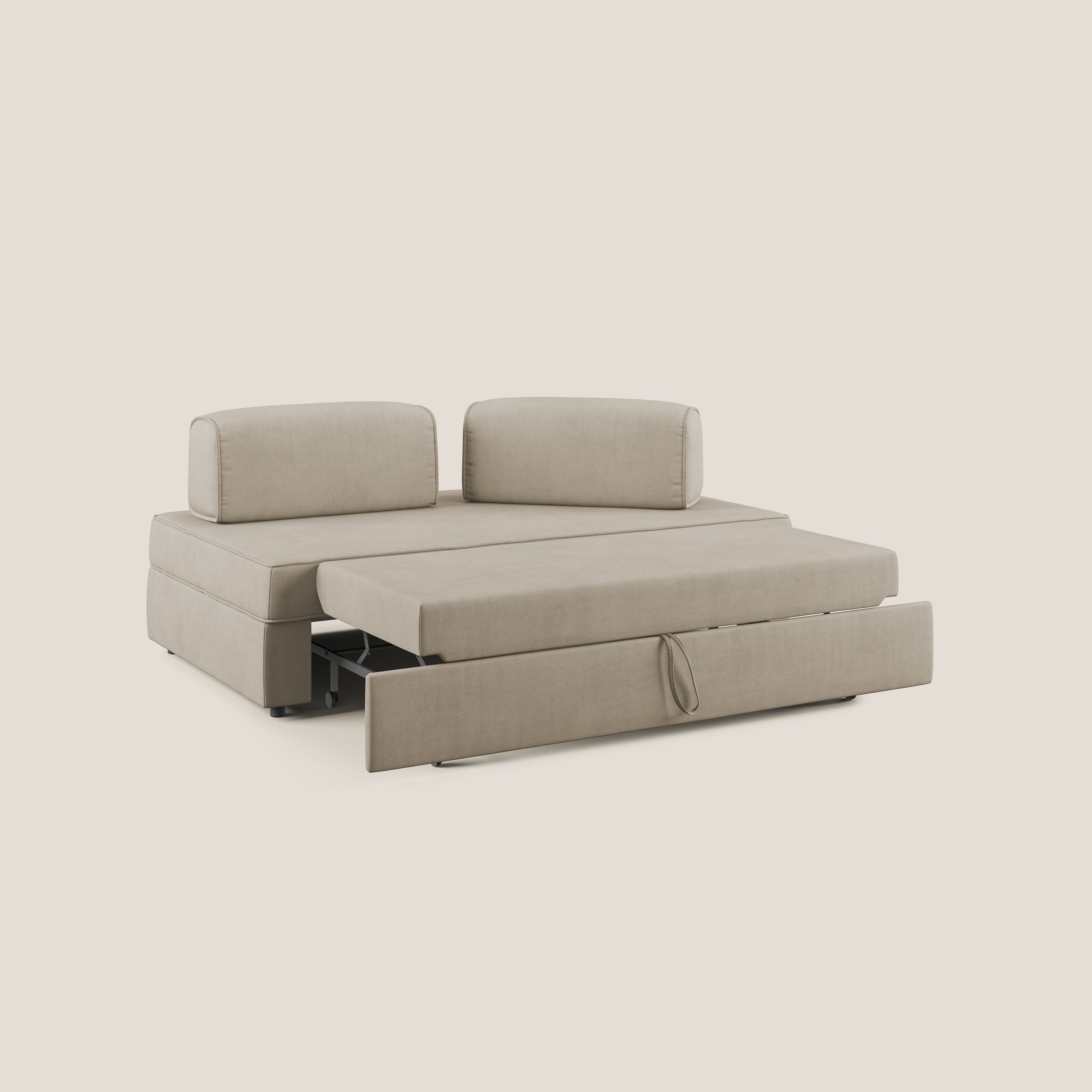 Liberty divano con pouf estraibile e schienali movibili in tessuto morbido impermeabile T02 beige - divitt.sbs