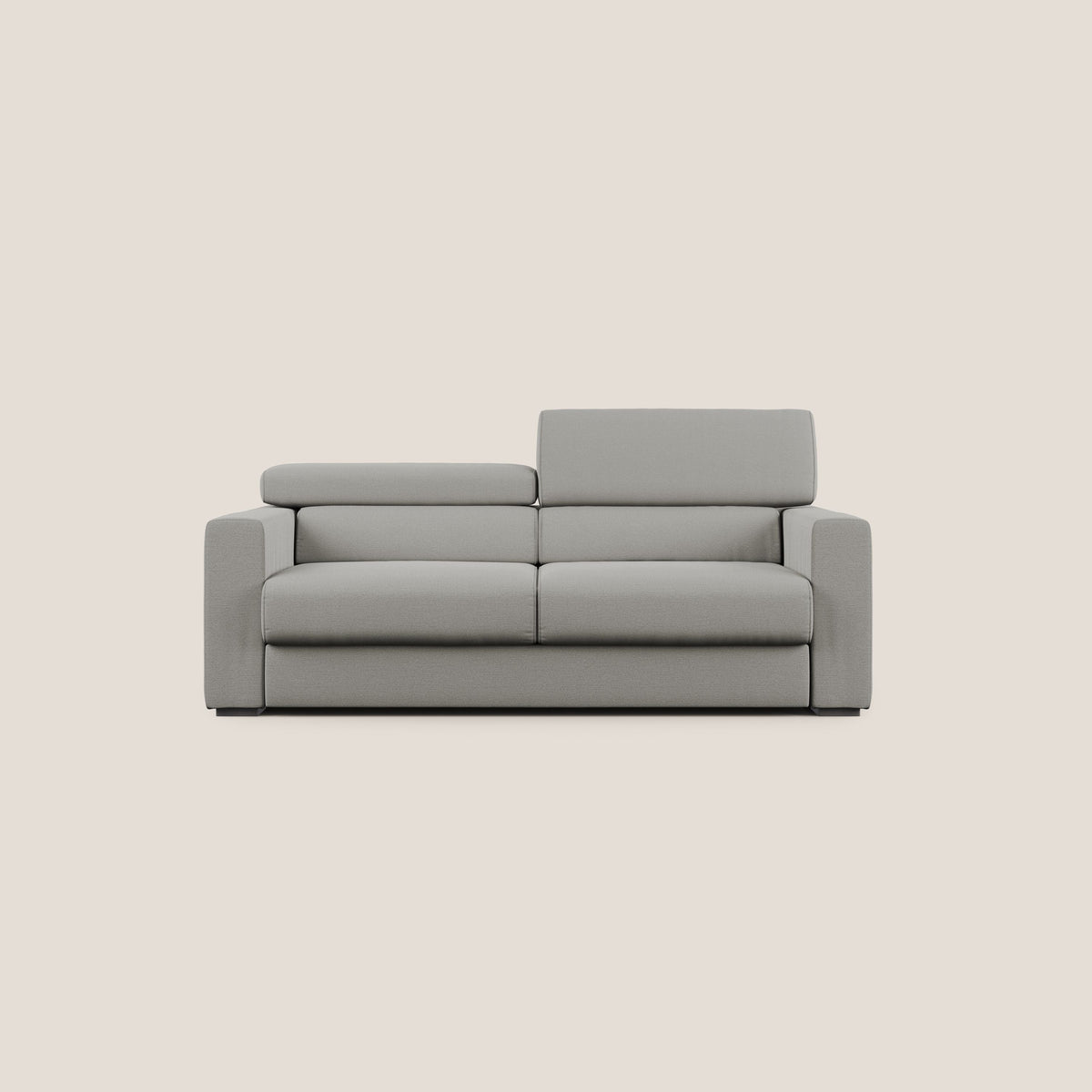 Dylan divano allungabile con pouf estraibile poggiapiedi in tessuto fiammato simil cotone impermeabile T19 beige - divitt.sbs
