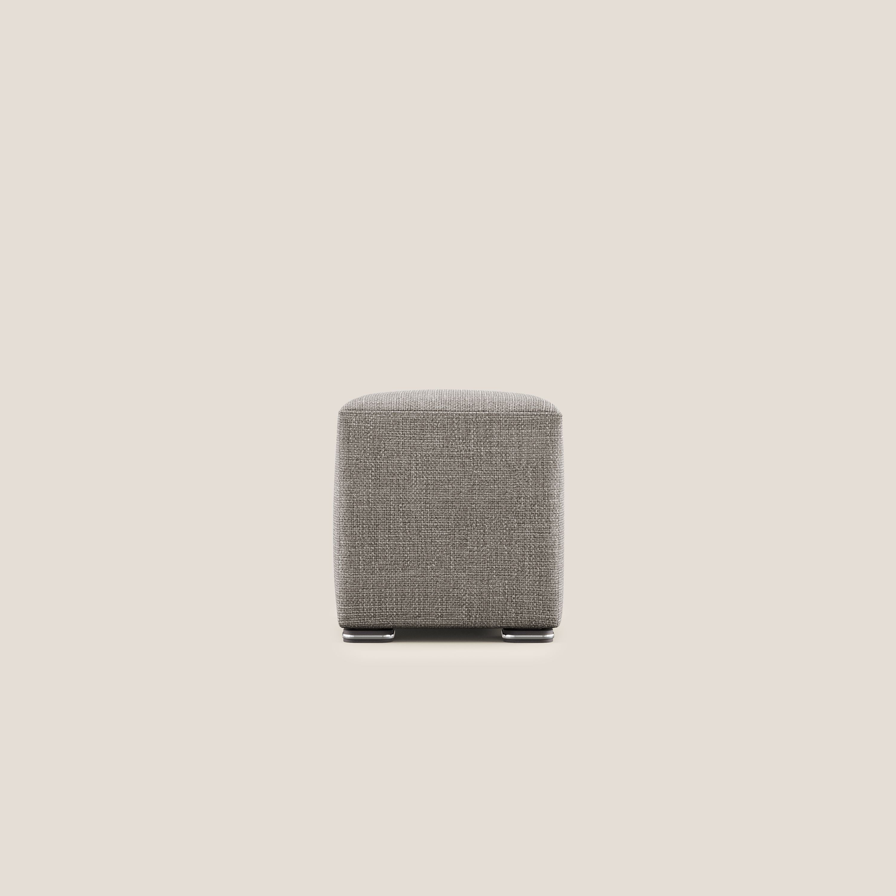 Cube pouf in morbido tessuto impermeabile ad intreccio melangiato T06 tortora - divitt.sbs