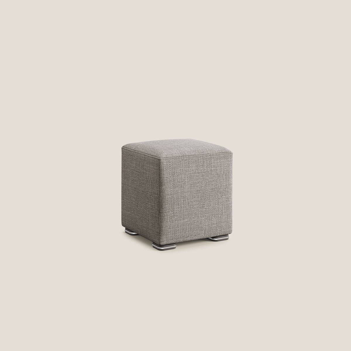Cube pouf in morbido tessuto impermeabile ad intreccio melangiato T06 tortora - divitt.sbs