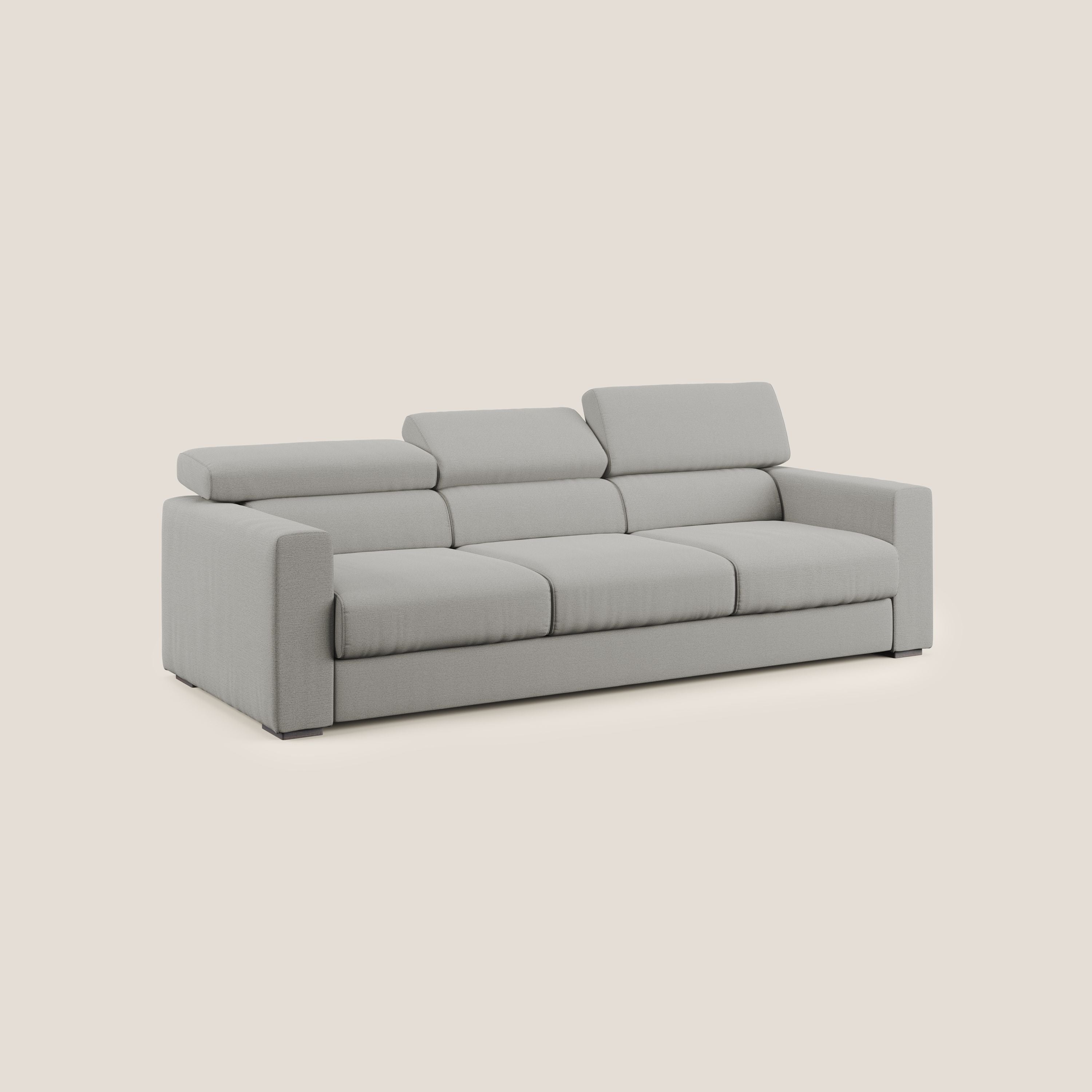 Dylan divano a 3 sedute con pouf estraibile poggiapiedi in tessuto fiammato simil cotone impermeabile T19 beige - divitt.sbs