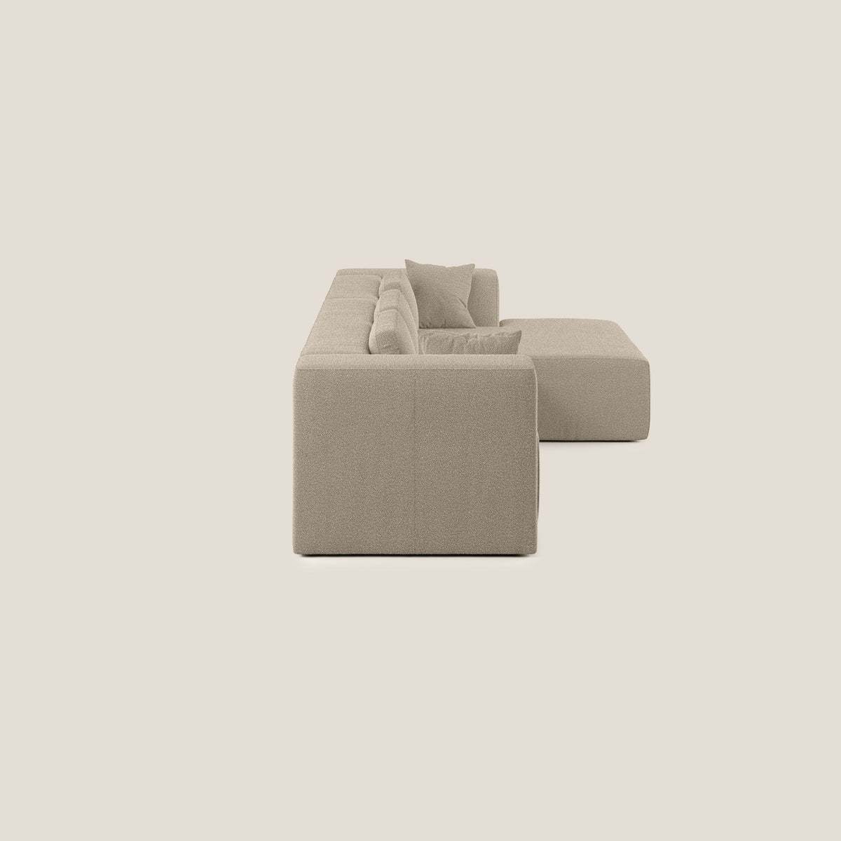 Nettuno divano angolare componibile in morbido tessuto bouclè T07 beige - divitt.sbs