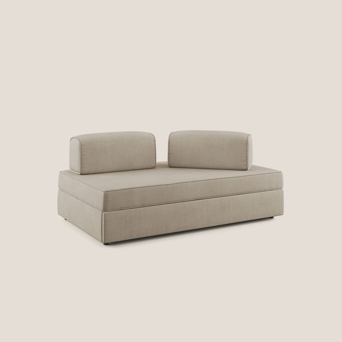 Liberty divano con pouf estraibile e schienali movibili in tessuto morbido impermeabile T02 beige - divitt.sbs