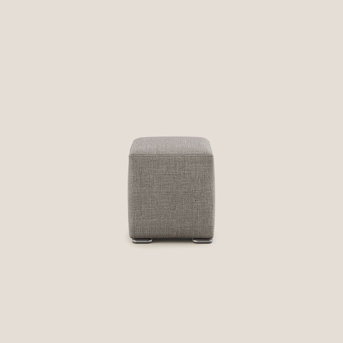 Cube pouf in morbido tessuto impermeabile ad intreccio melangiato T06 tortora - divitt.sbs