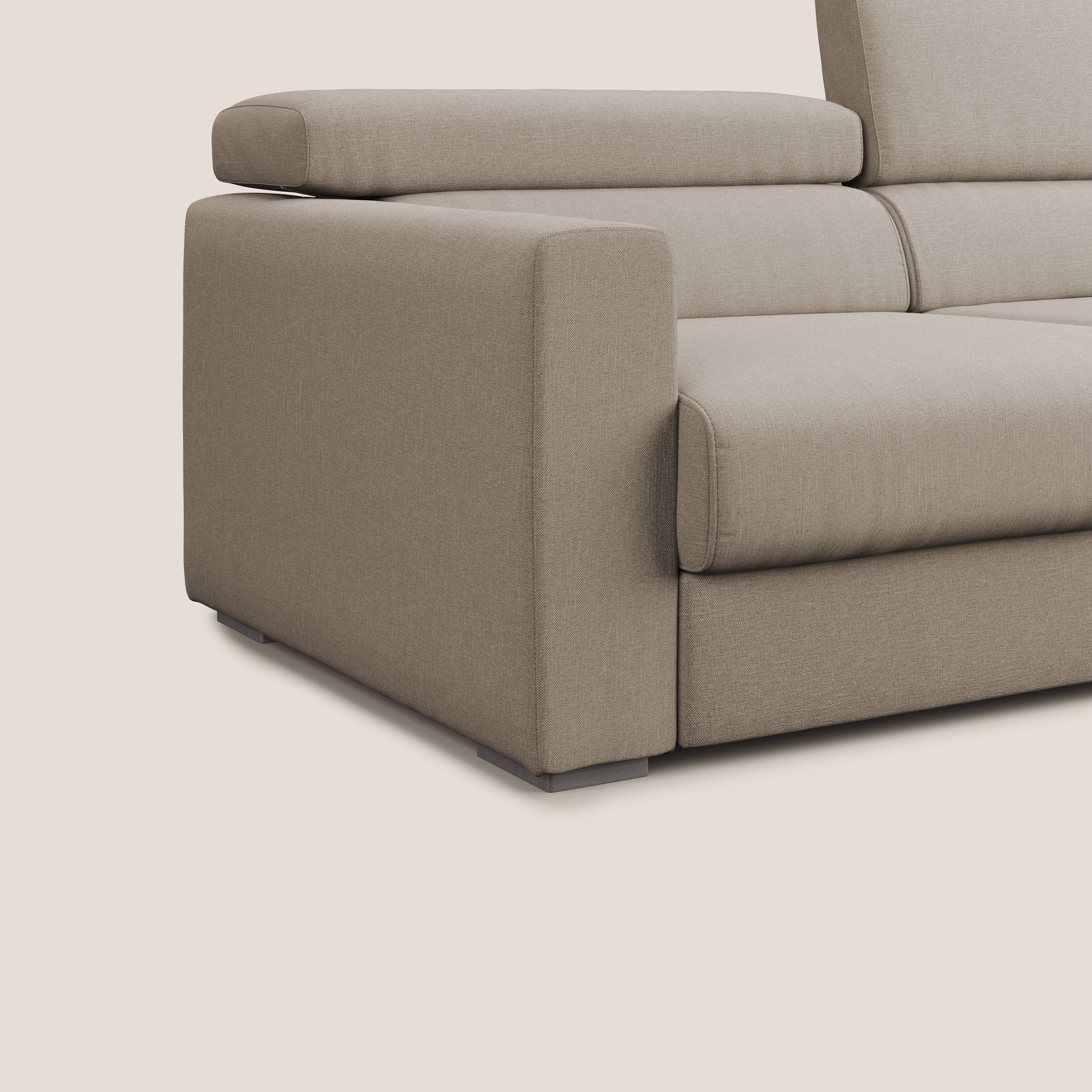 Dylan divano allungabile con pouf estraibile poggiapiedi in tessuto simil cotone impermeabile T13 beige - divitt.sbs