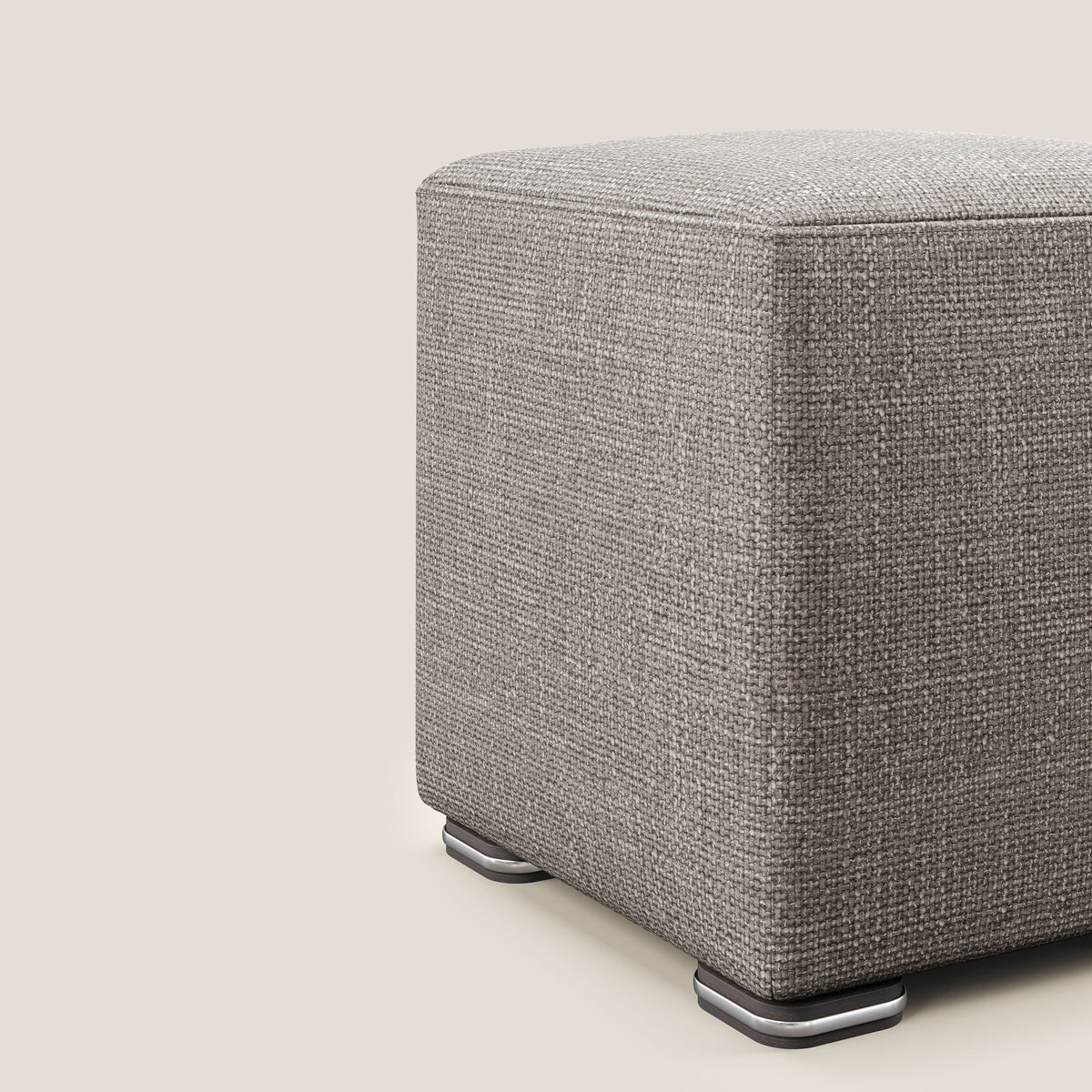 Cube pouf in morbido tessuto impermeabile ad intreccio melangiato T06 tortora - divitt.sbs