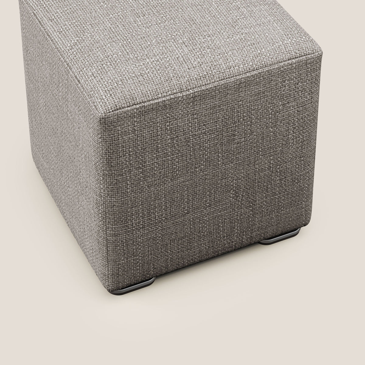 Cube pouf in morbido tessuto impermeabile ad intreccio melangiato T06 tortora - divitt.sbs