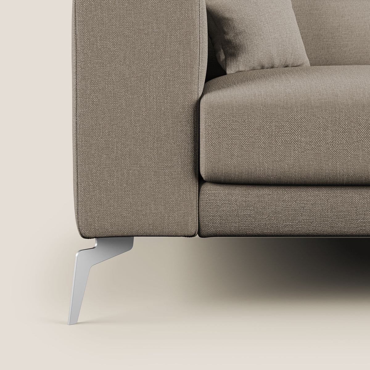 Blade Divano moderno angolare con poggiatesta reclinabili in tessuto impermeabile simil-cotone T13 beige - divitt.sbs
