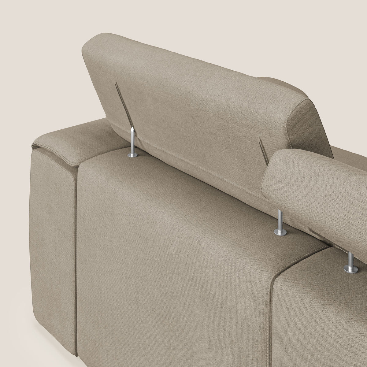 Zeno Divano con pouf estraibile poggiapiedi a 3 sedute in tessuto morbido impermeabile T02 beige - divitt.sbs