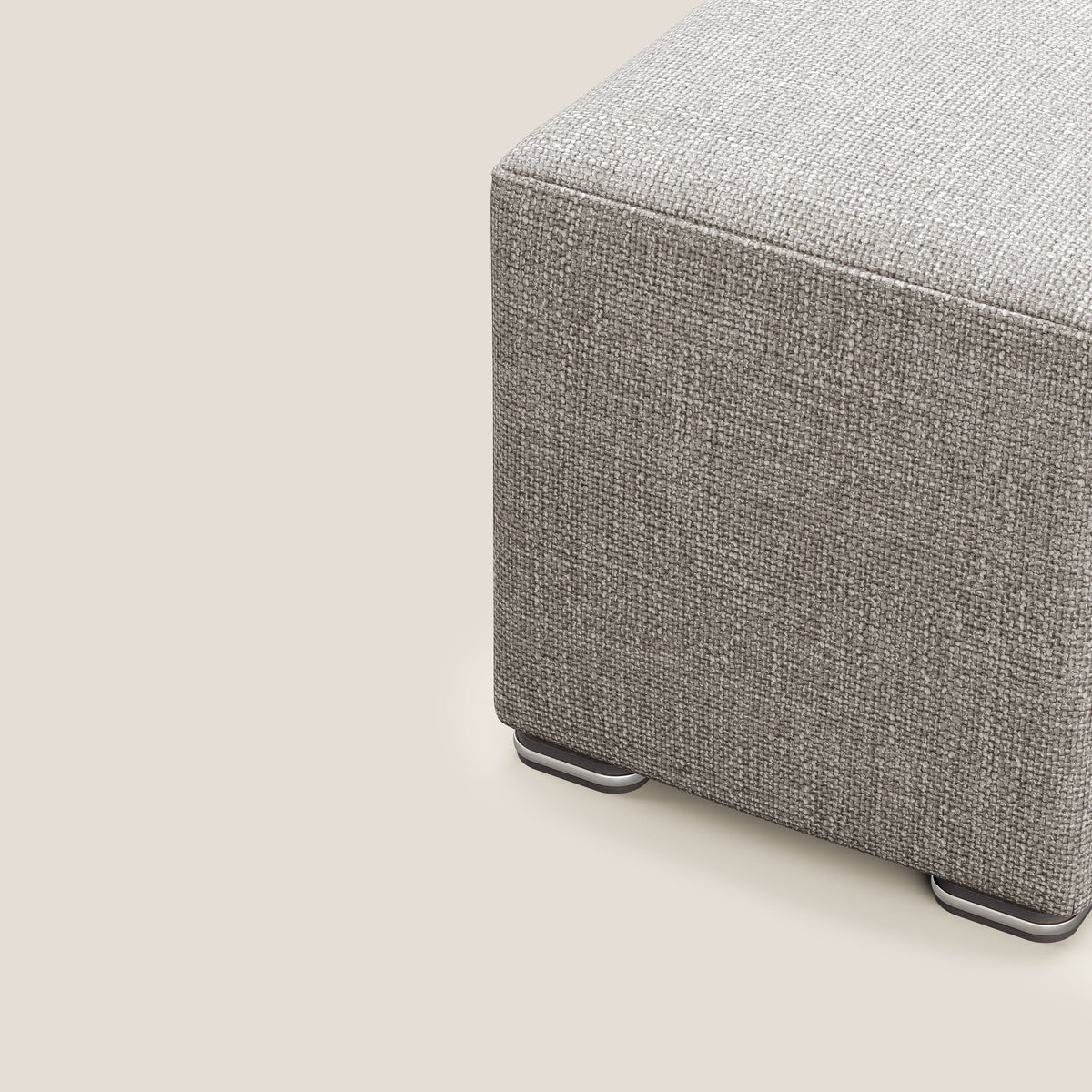 Cube pouf in morbido tessuto impermeabile ad intreccio melangiato T06 tortora - divitt.sbs