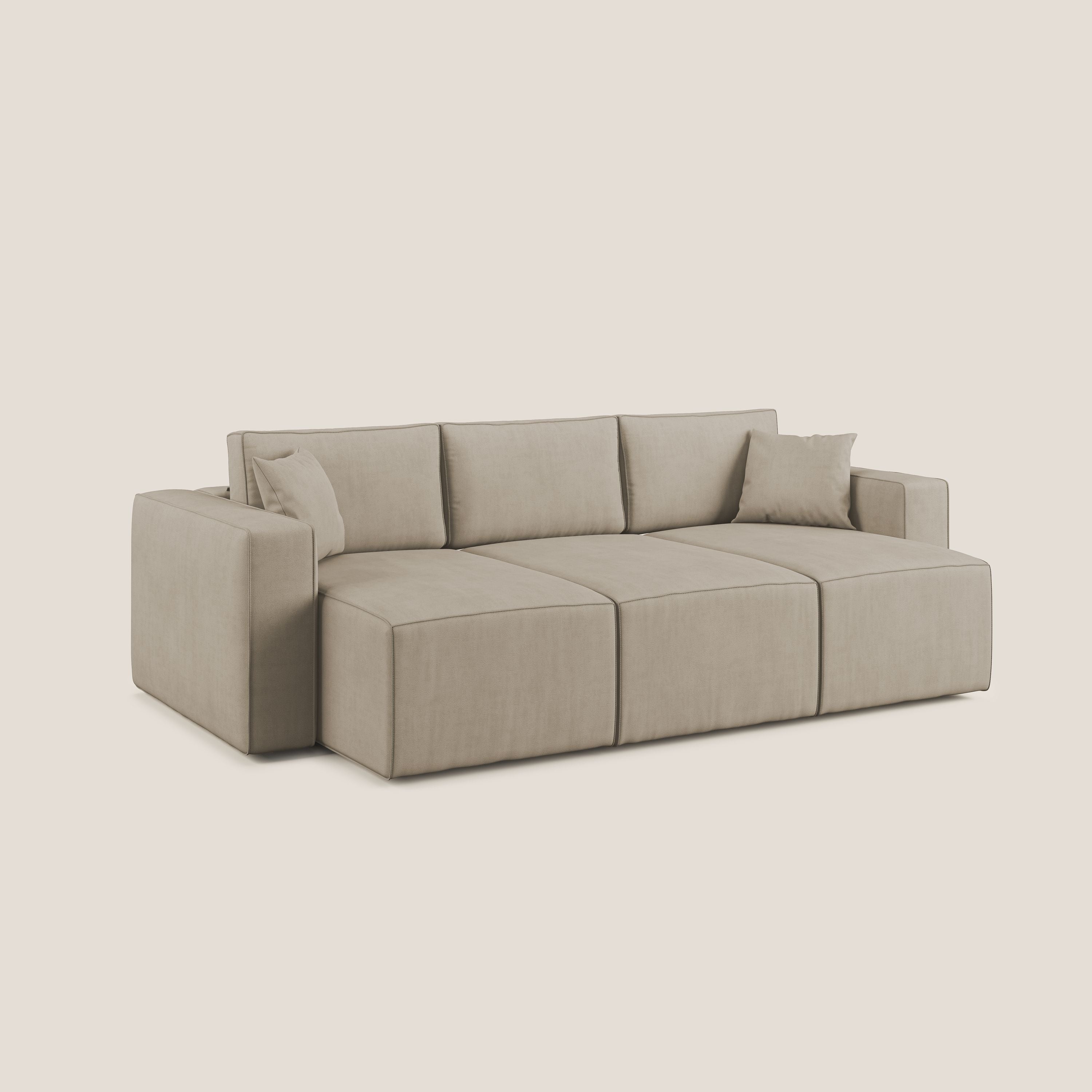 Morfeo divano con 3 sedute estraibili in morbido tessuto impermeabile T02 beige - divitt.sbs