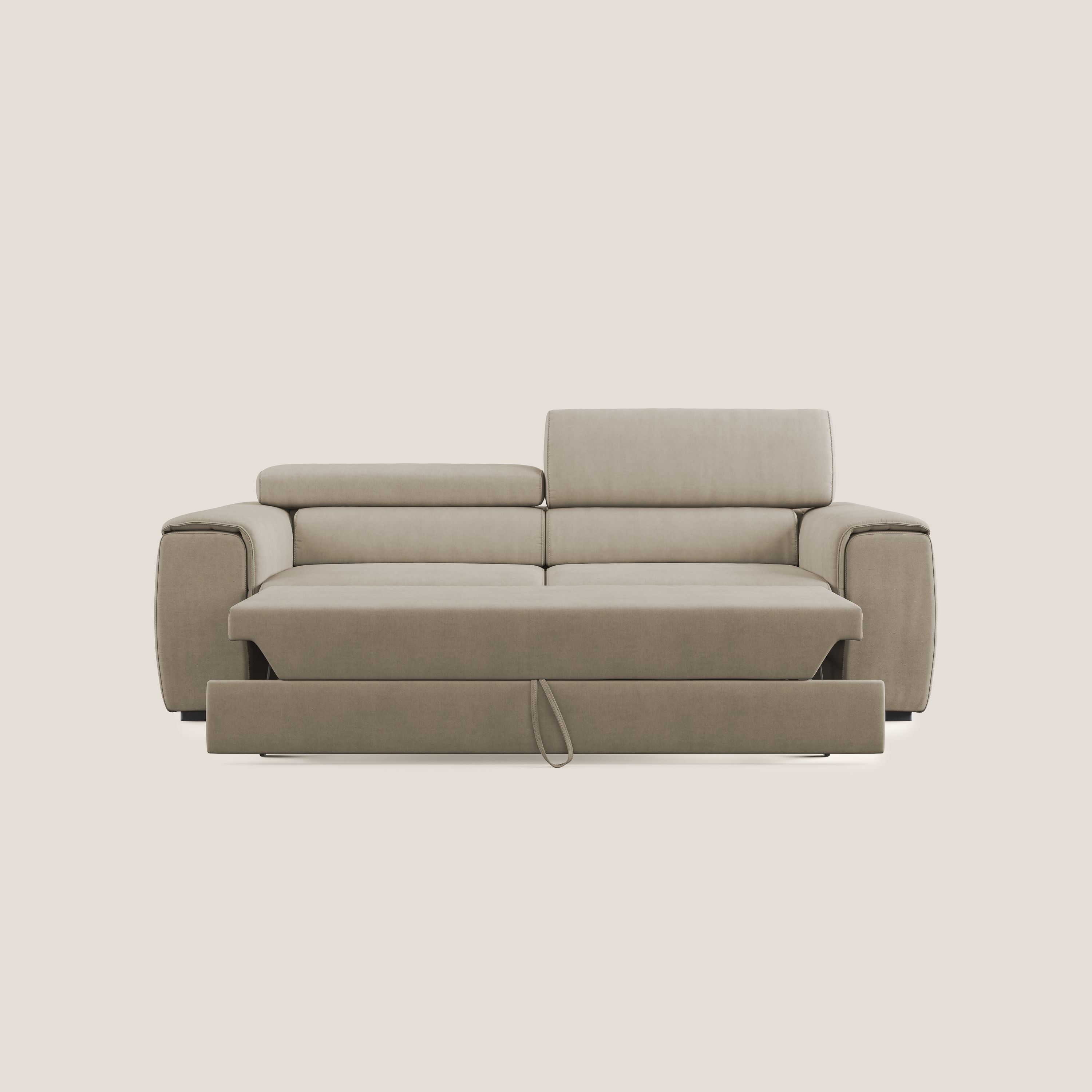 Zeno Divano con pouf estraibile poggiapiedi in tessuto morbido impermeabile T02 beige - divitt.sbs