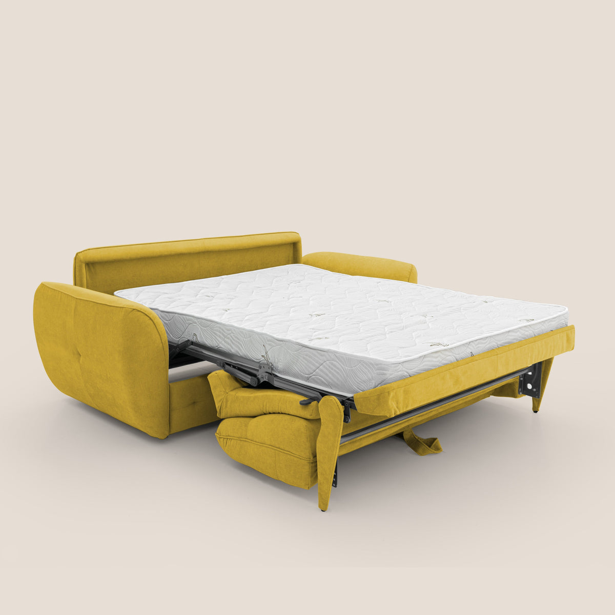 Zeus Divano letto scandinavo con materasso H18 in tessuto impermeabile T02 giallo - divitt.sbs