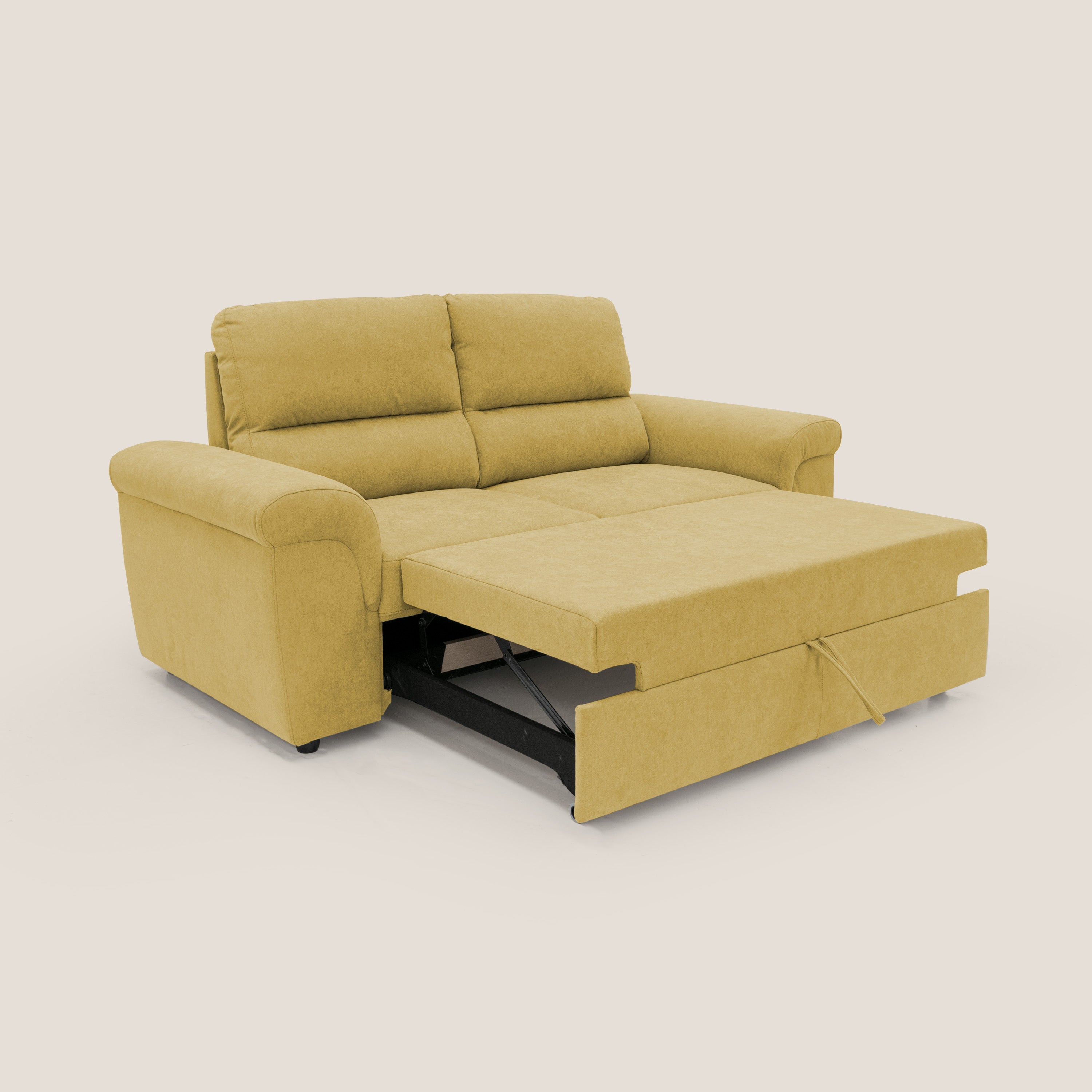 Minerva divano con pouf estraibile poggiapiedi in tessuto morbido impermeabile T02 giallo - divitt.sbs