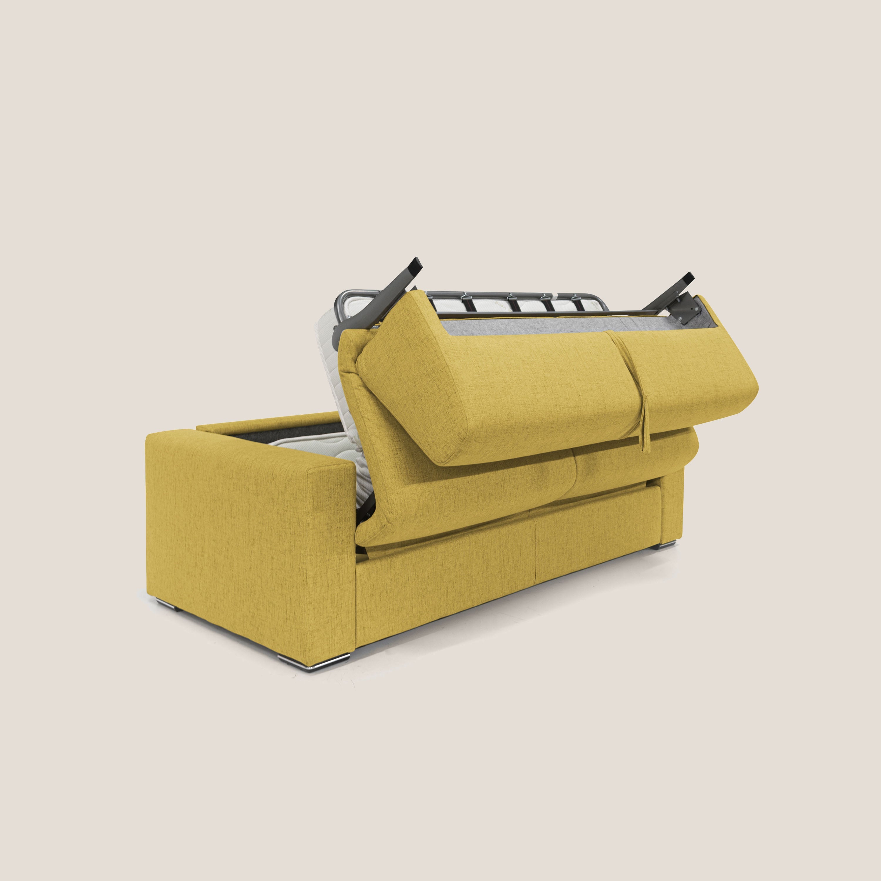 Nixon Divano letto matrimoniale con materasso 20 cm in tessuto impermeabile T03 giallo - divitt.sbs