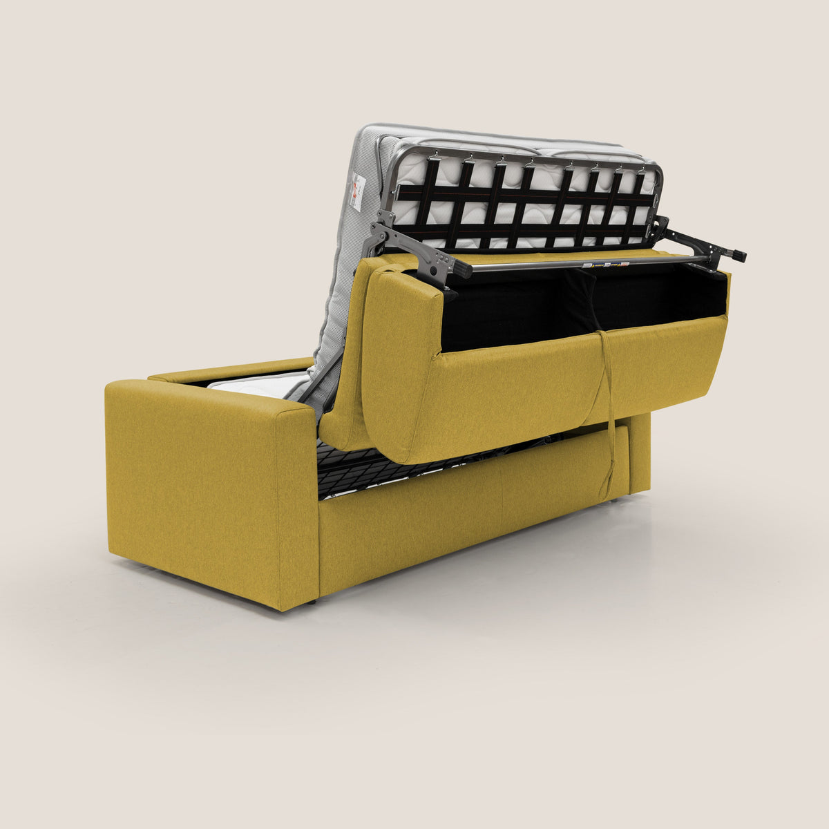 Kansas Divano letto matrimoniale alto 20 cm in tessuto impermeabile misto cotone T13 giallo - divitt.sbs