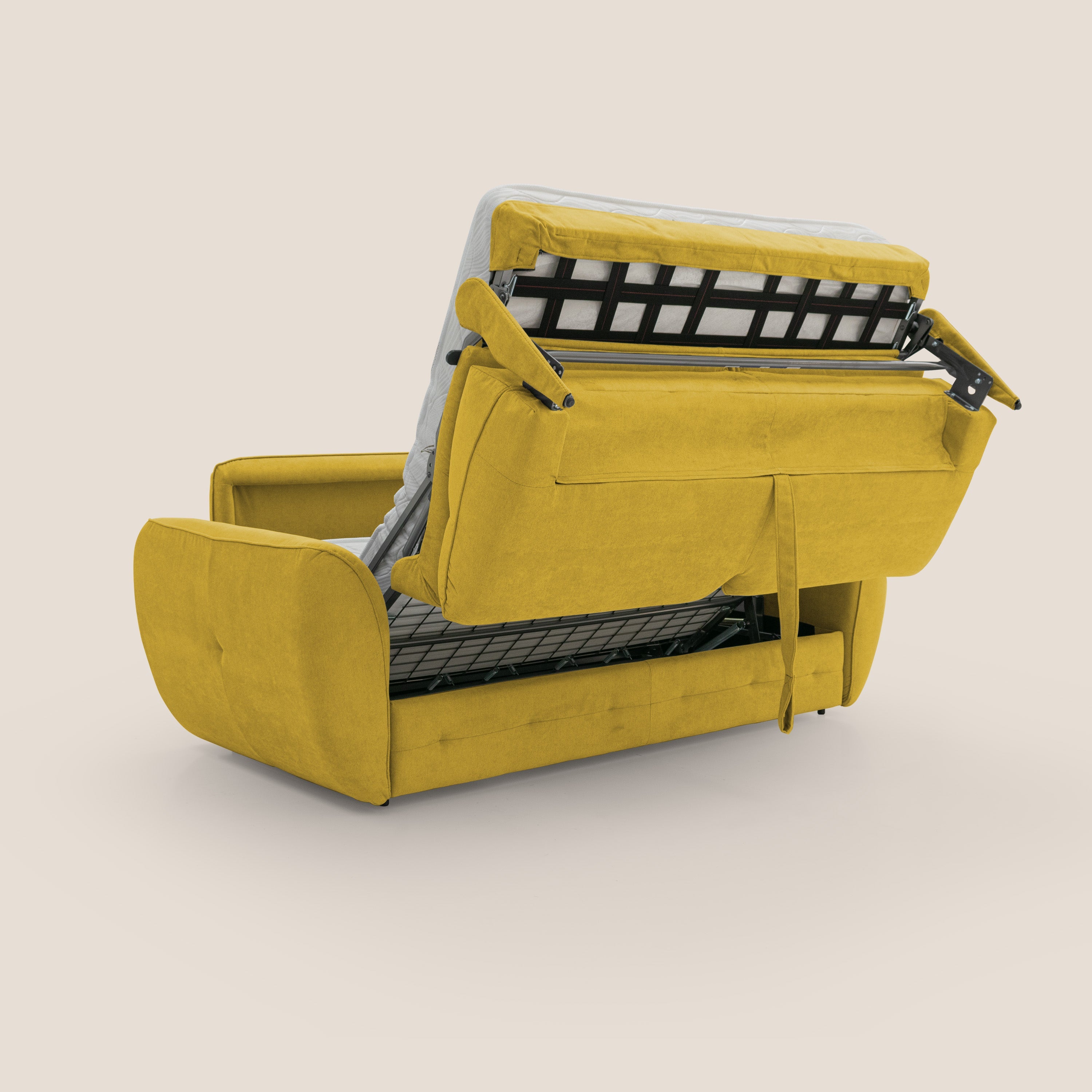 Zeus Divano letto scandinavo con materasso H18 in tessuto impermeabile T02 giallo - divitt.sbs