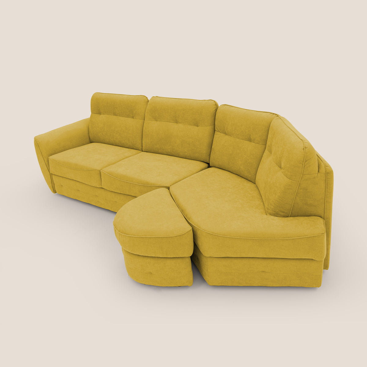 Zeus divano letto angolare con materasso H18 cm pouf mobile in tessuto impermeabile T02 - divitt.sbs
