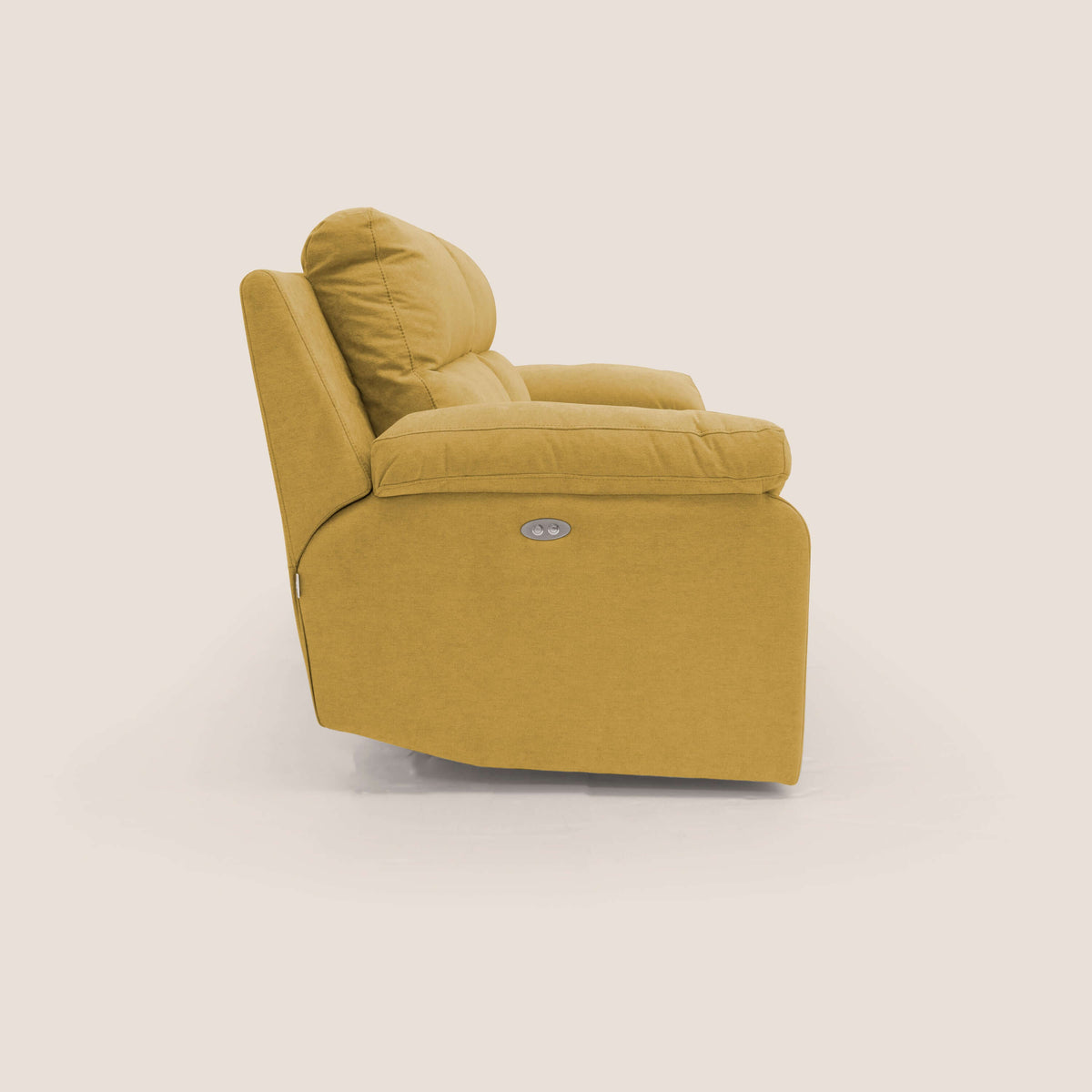 Romeo Divano relax con recliner elettrico in morbido tessuto impermeabile T02 giallo - divitt.sbs