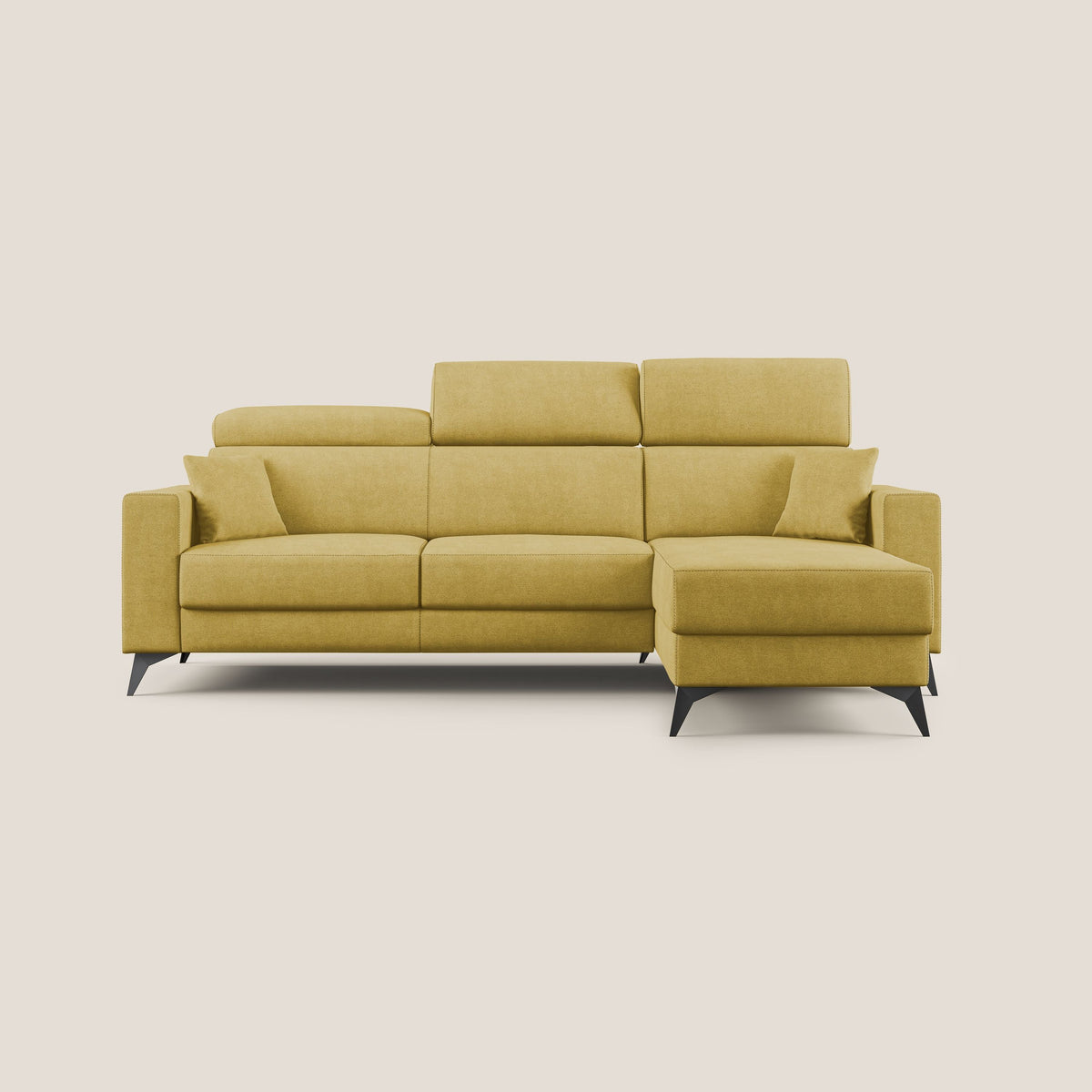 Pegaso divano letto angolare con poggiatesta reclinabili e rivestimento impermeabile T02 giallo - divitt.sbs