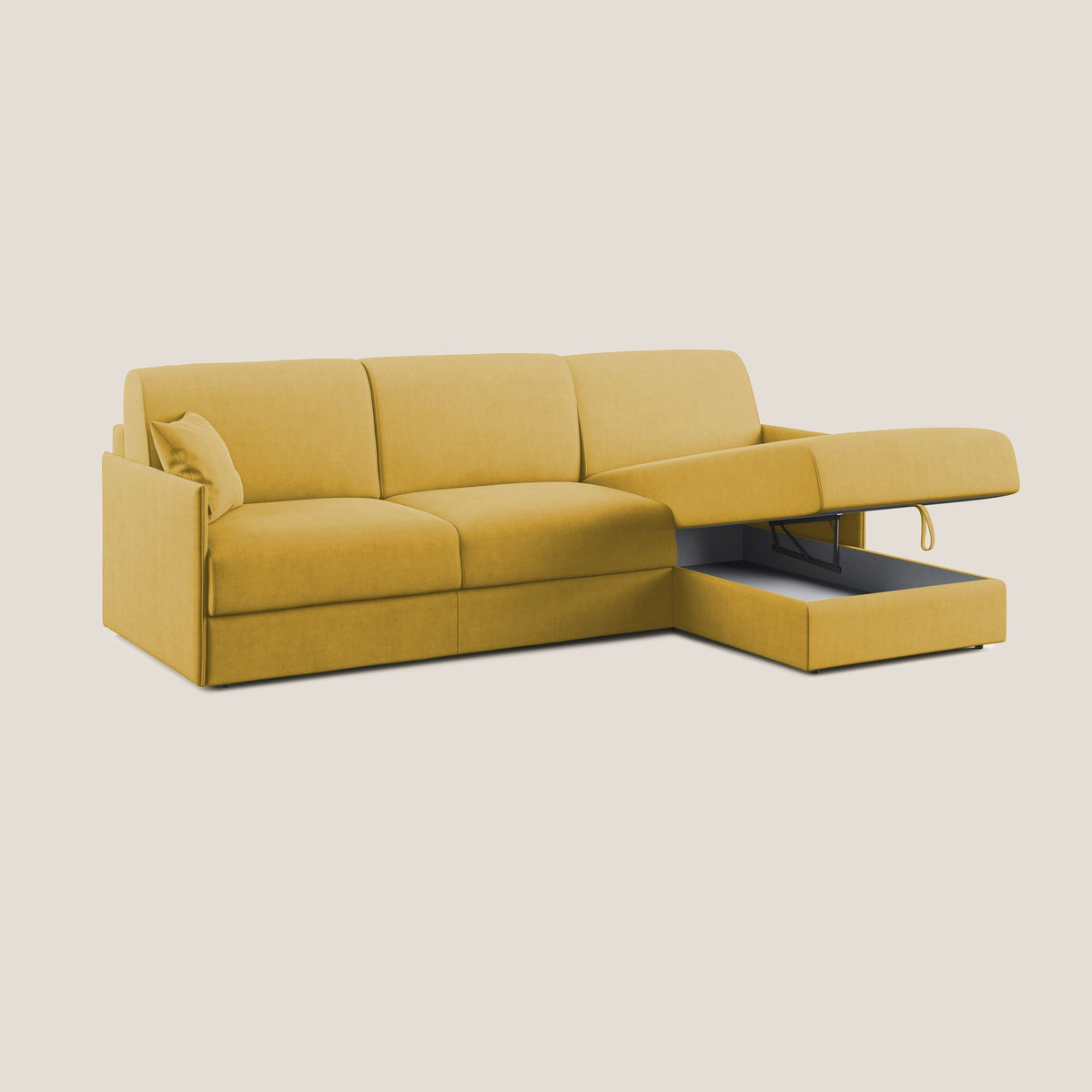Evans Divano letto angolare con penisola in morbido tessuto impermeabile T02 giallo - divitt.sbs