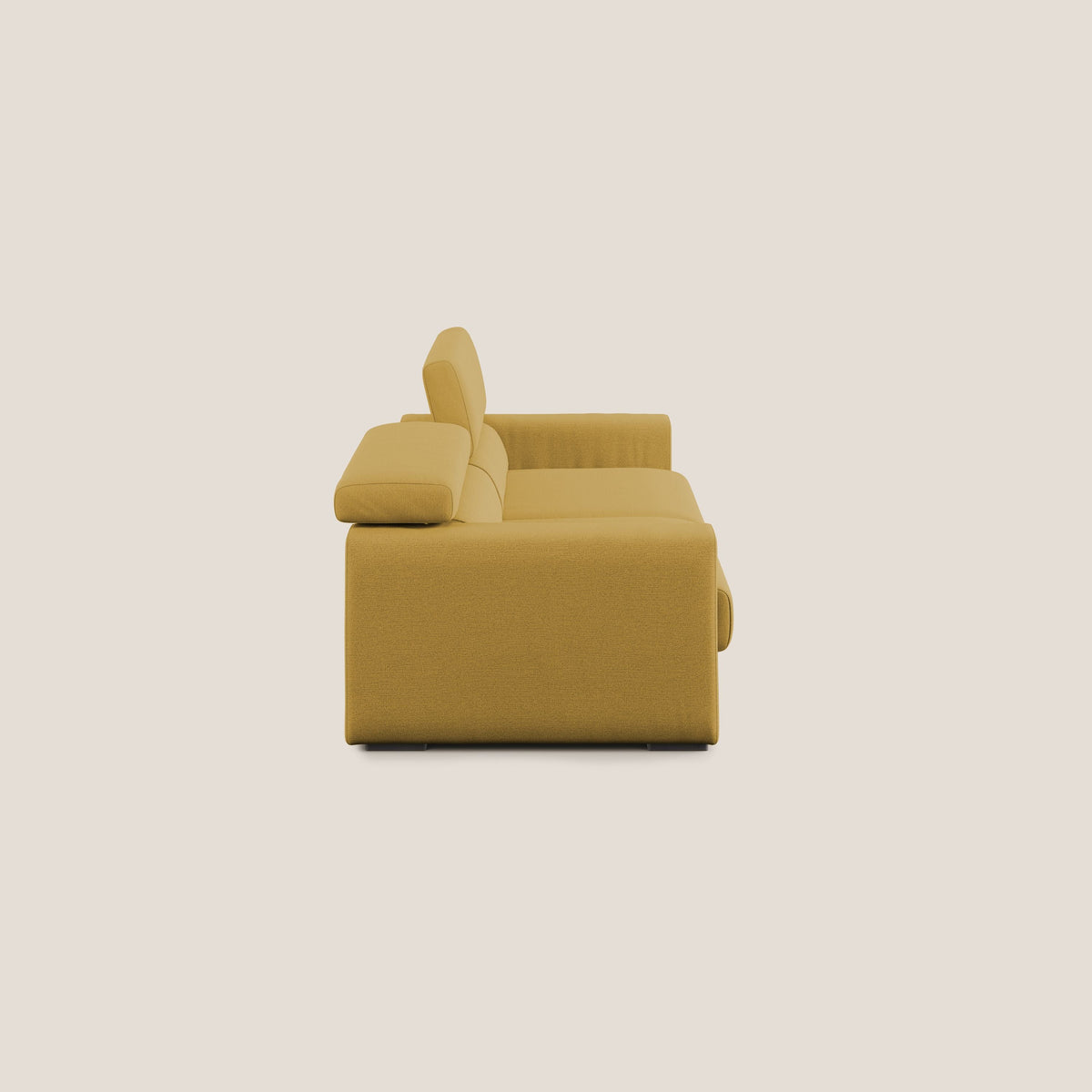 Dylan divano allungabile con pouf estraibile poggiapiedi in tessuto fiammato simil cotone impermeabile T19 giallo - divitt.sbs