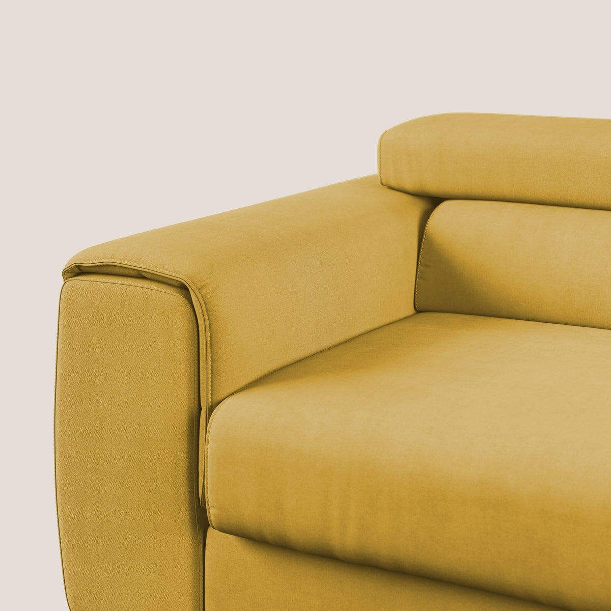 Zeno Divano con pouf estraibile poggiapiedi in tessuto morbido impermeabile T02 giallo - divitt.sbs