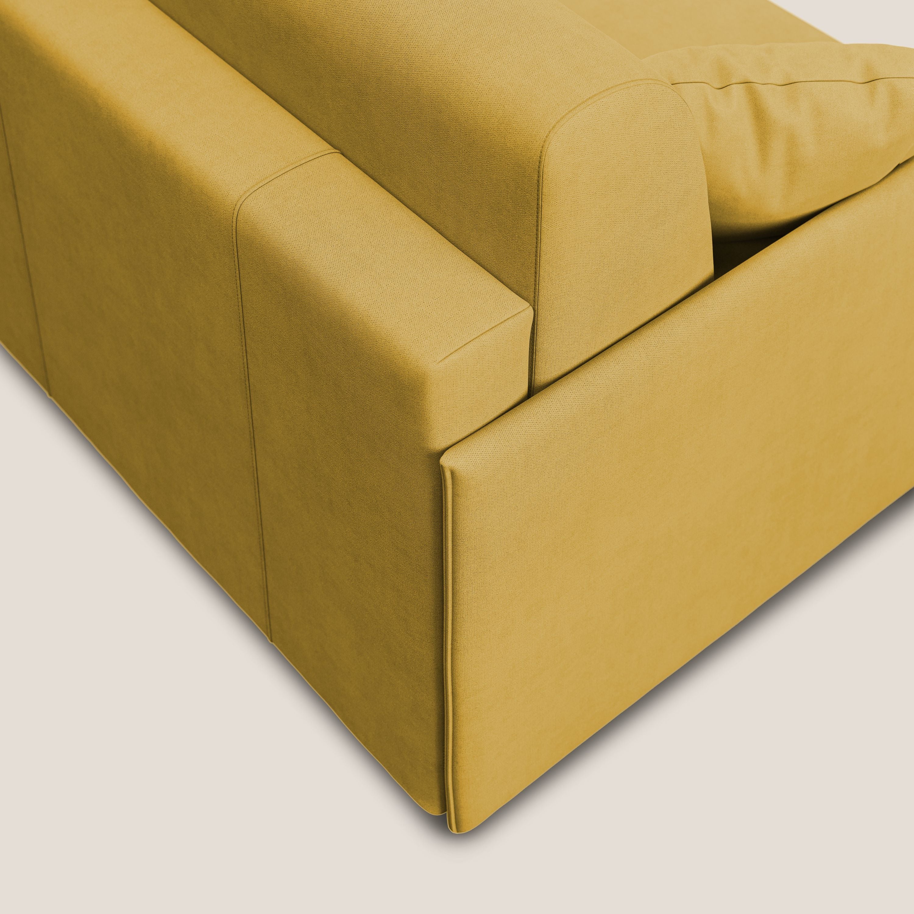 Evans Divano letto angolare con penisola in morbido tessuto impermeabile T02 giallo - divitt.sbs