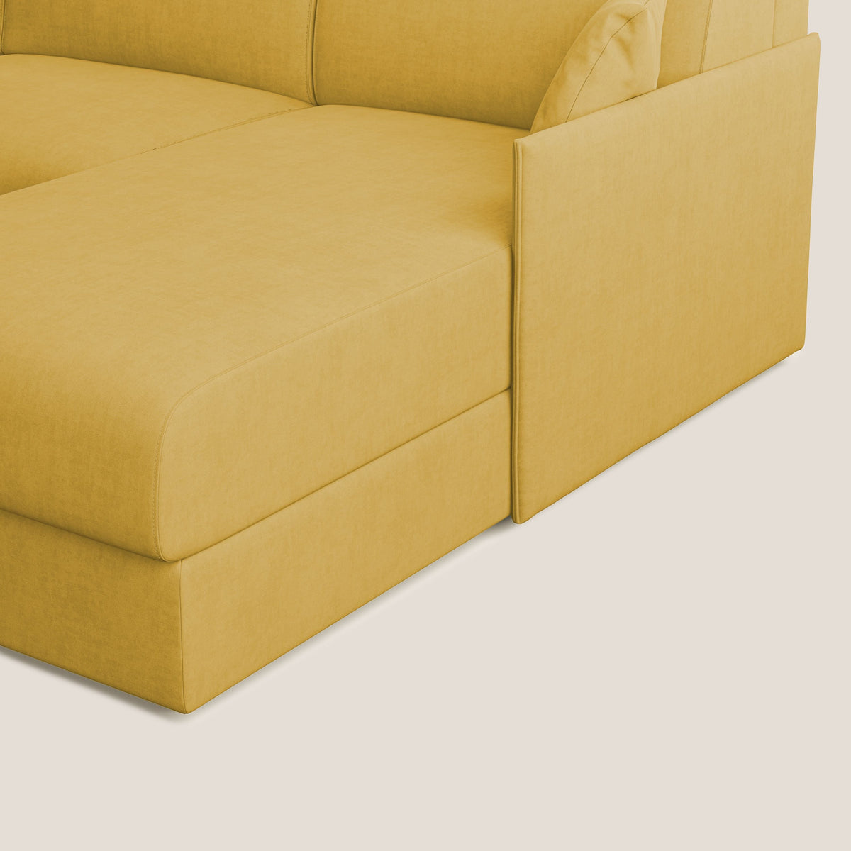 Evans Divano letto angolare con penisola in morbido tessuto impermeabile T02 giallo - divitt.sbs