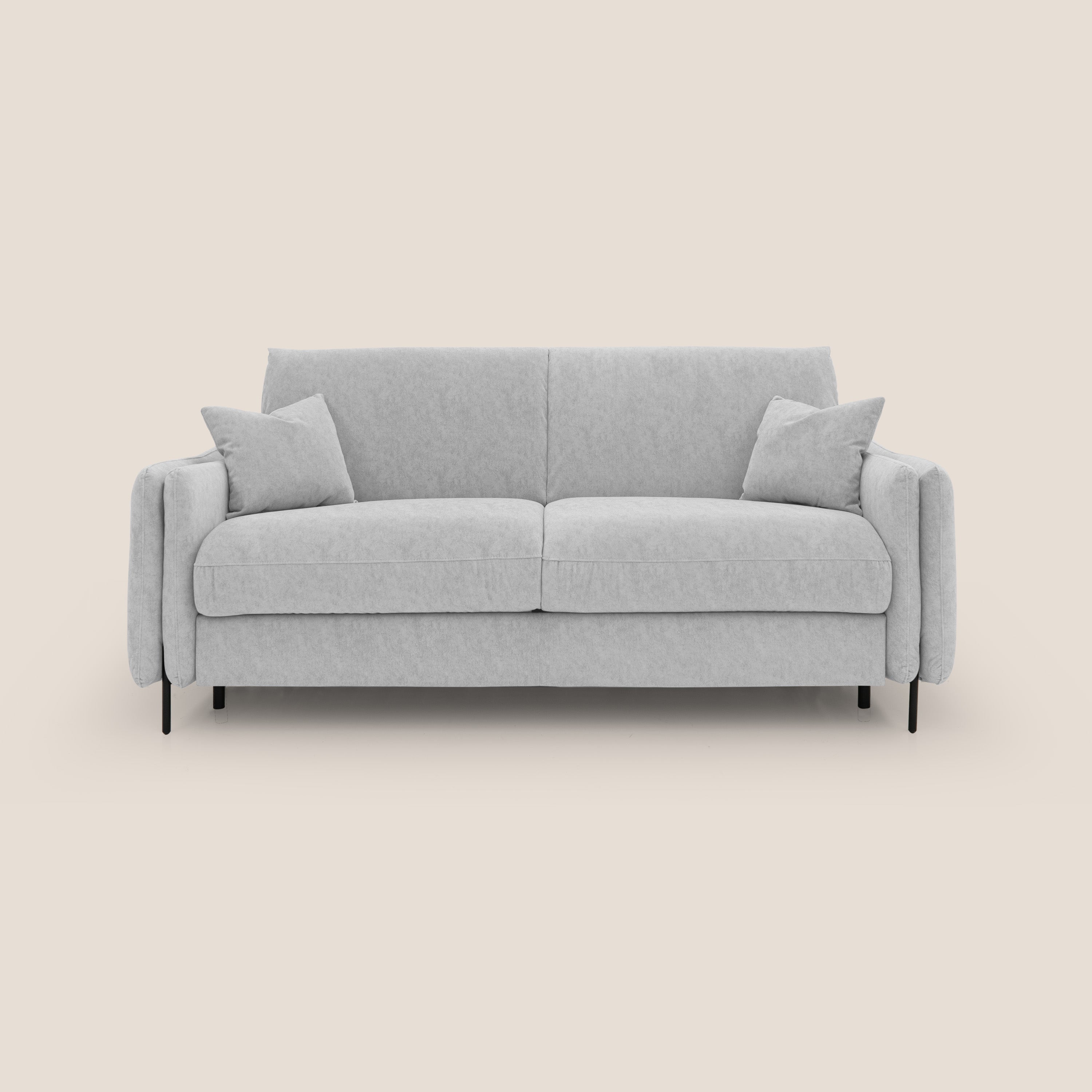 Gregory Divano letto con materasso h18 cm in microfibra effetto velluto impermeabile T09 grigio chiaro - divitt.sbs