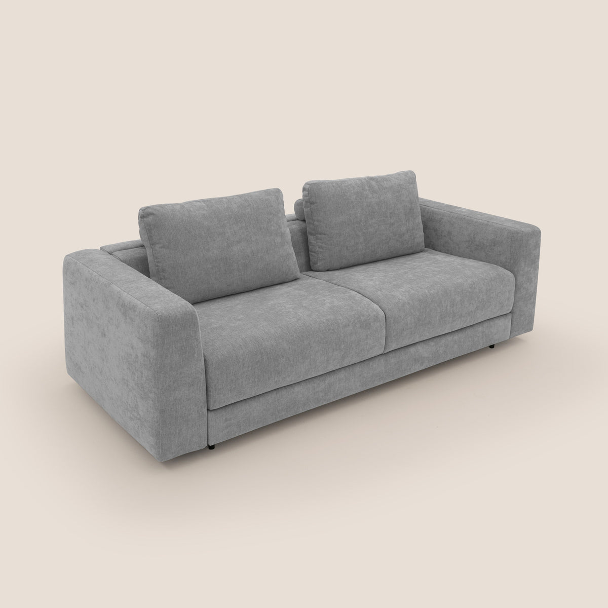 Freia Divano letto minimal materasso h15 cm con morbidi schienali in tessuto impermeabile T14 grigio chiaro - divitt.sbs