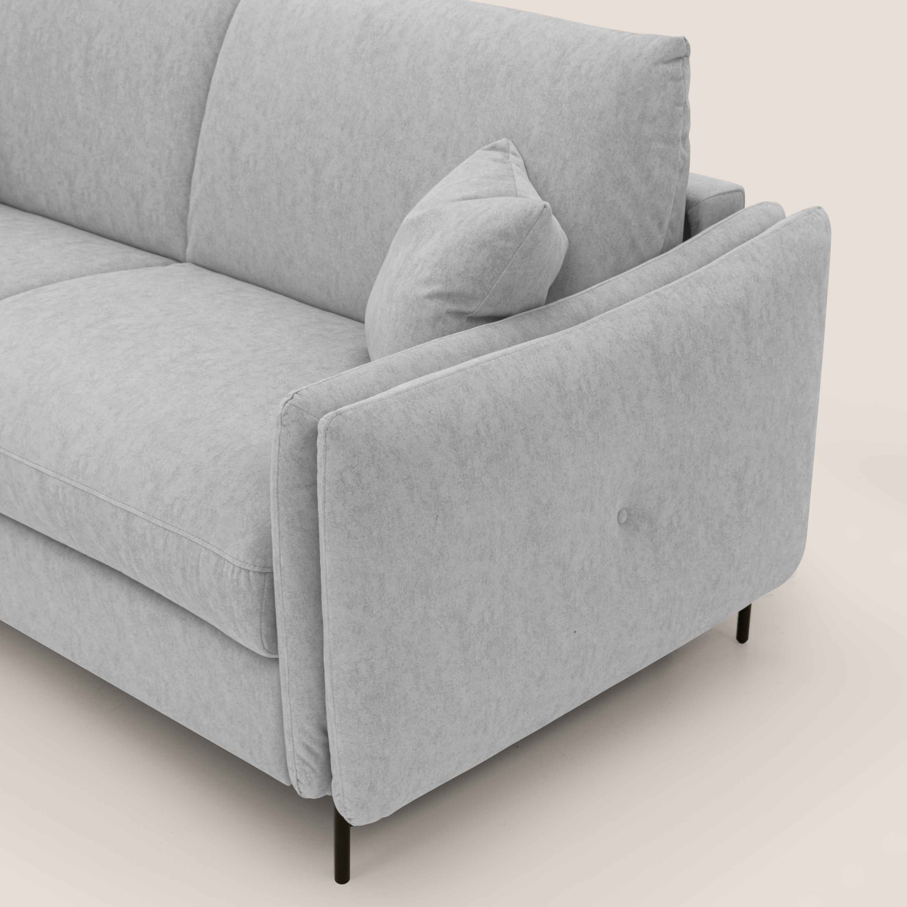 Gregory Divano letto con materasso h18 cm in microfibra effetto velluto impermeabile T09 grigio chiaro - divitt.sbs