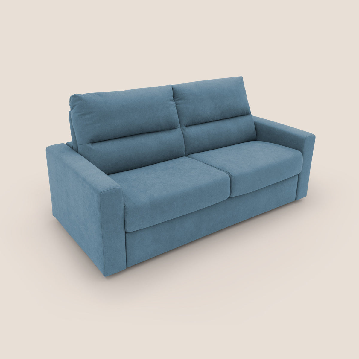 Paloma divano letto con materasso alto 18 cm con Aloe Vera in tessuto impermeabile blu - divitt.sbs