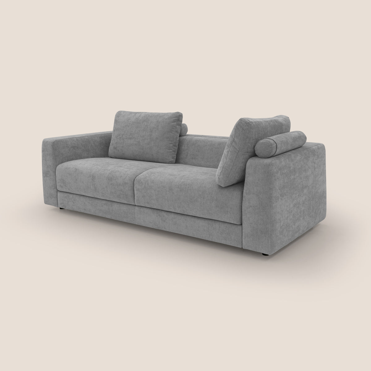 Freia Divano letto minimal materasso h15 cm con morbidi schienali in tessuto impermeabile T14 grigio chiaro - divitt.sbs