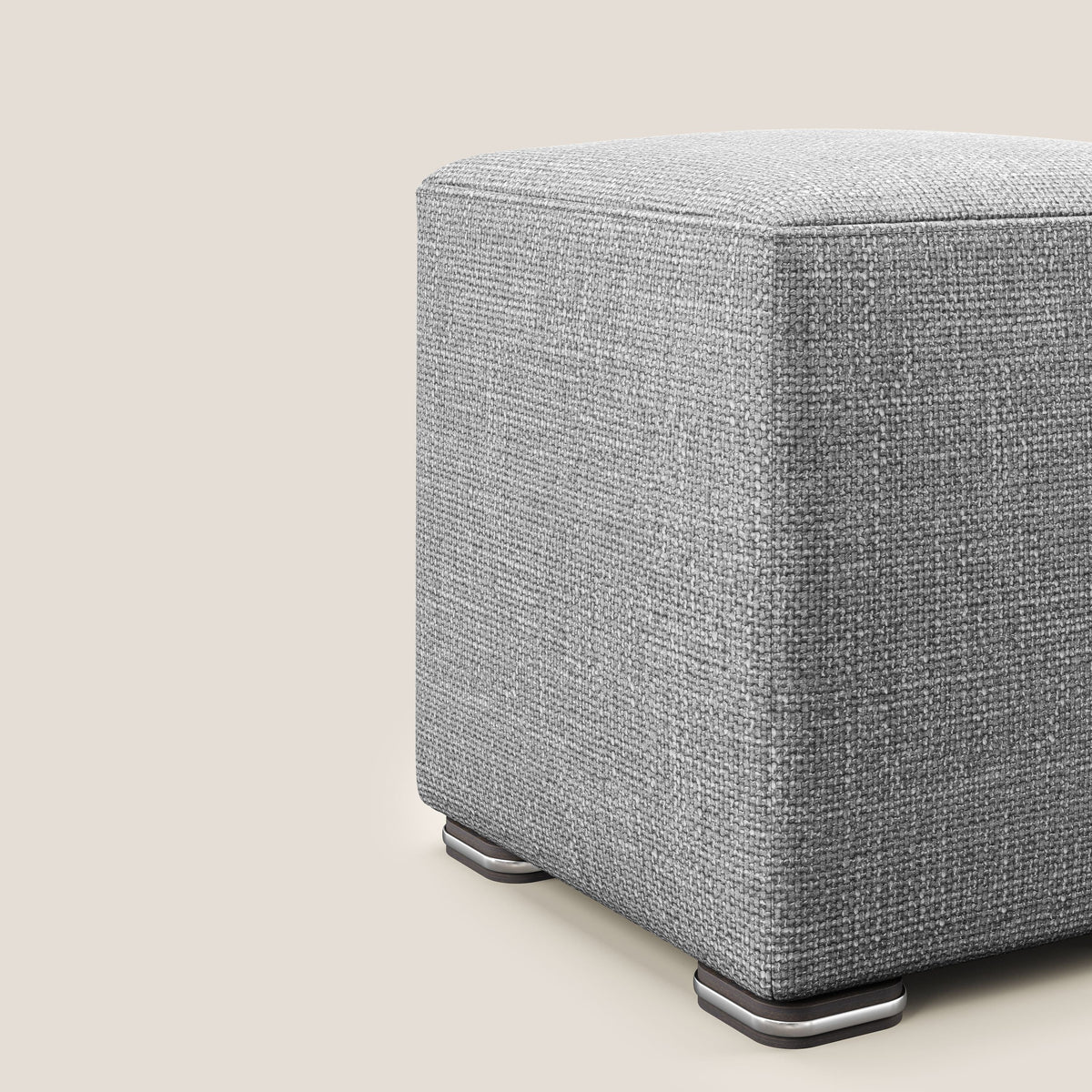 Cube pouf in morbido tessuto impermeabile ad intreccio melangiato T06 grigio - divitt.sbs
