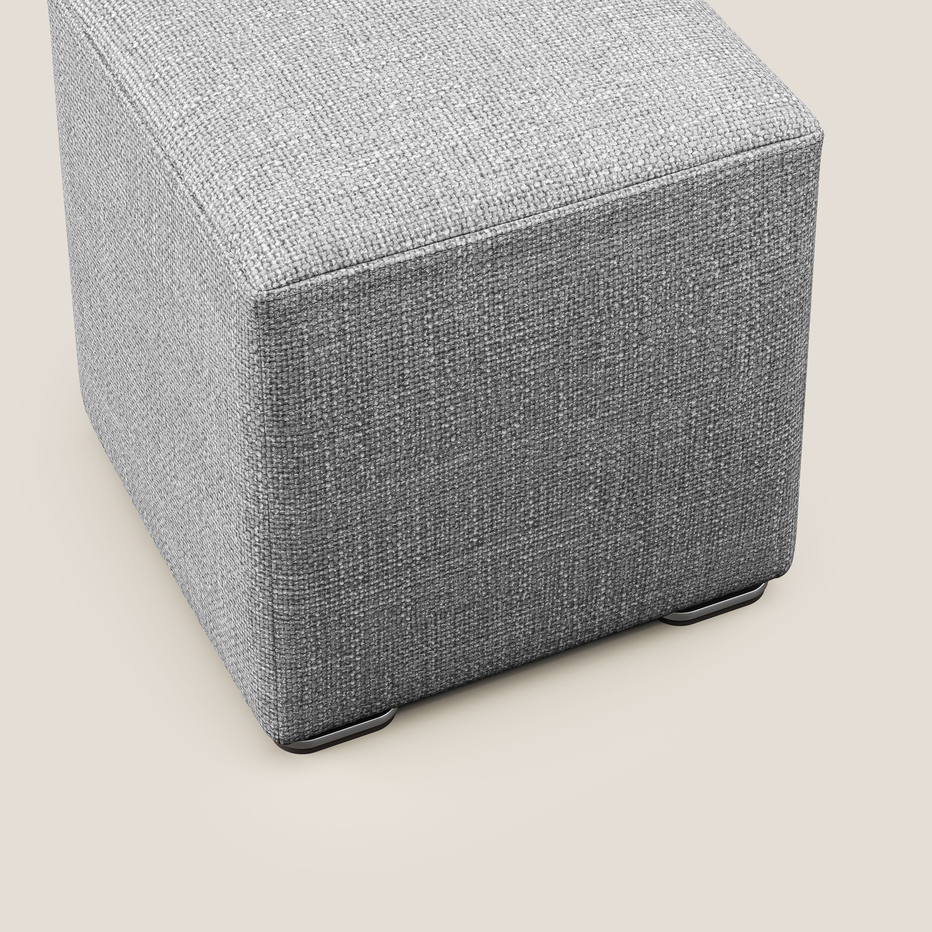 Cube pouf in morbido tessuto impermeabile ad intreccio melangiato T06 grigio - divitt.sbs