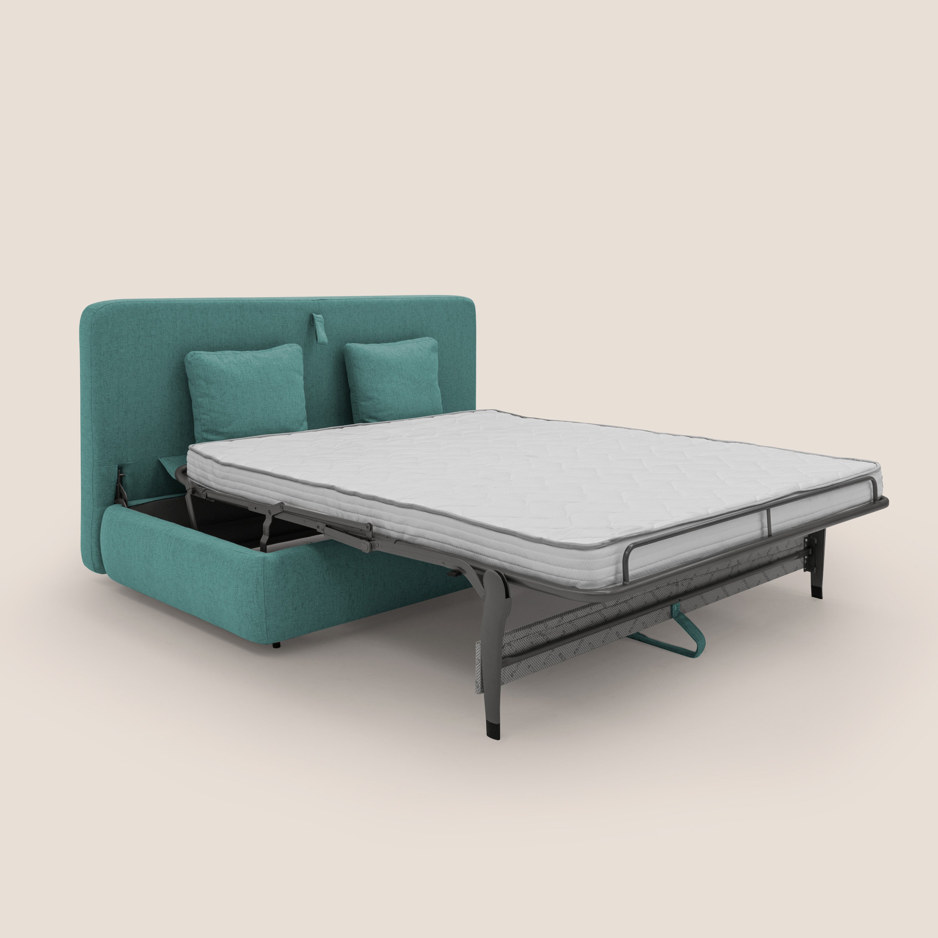 Gransasso Divano letto matrimoniale dal DESIGN innovativo in tessuto impermeabile T03 verde acqua - divitt.sbs