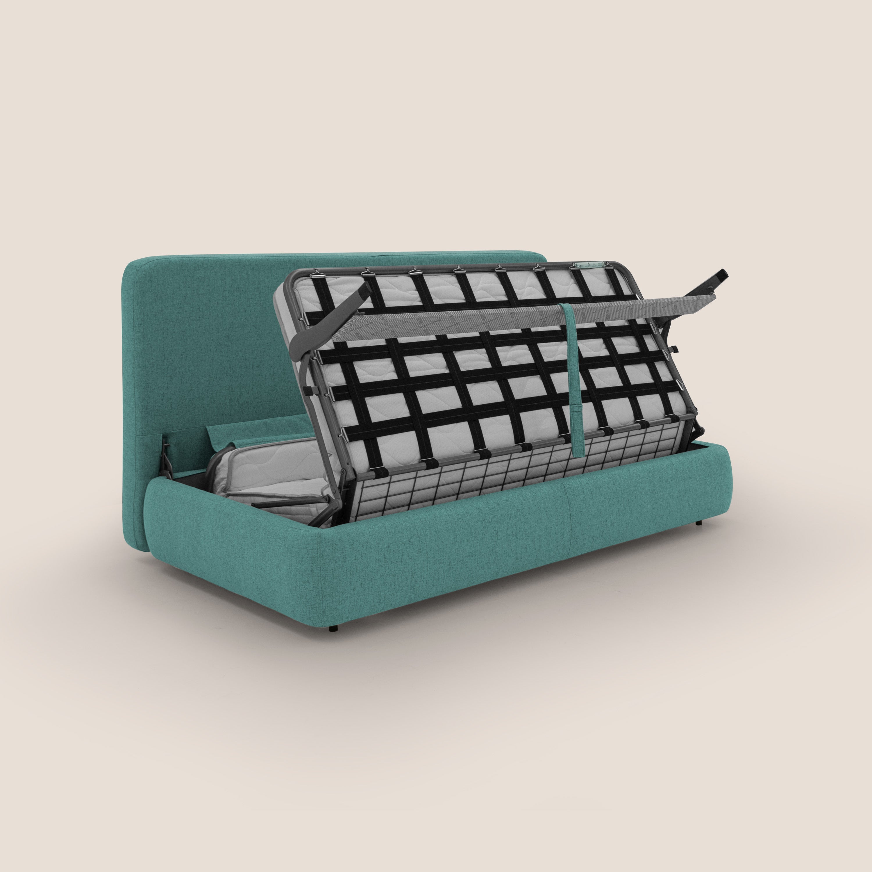 Gransasso Divano letto matrimoniale dal DESIGN innovativo in tessuto impermeabile T03 verde acqua - divitt.sbs