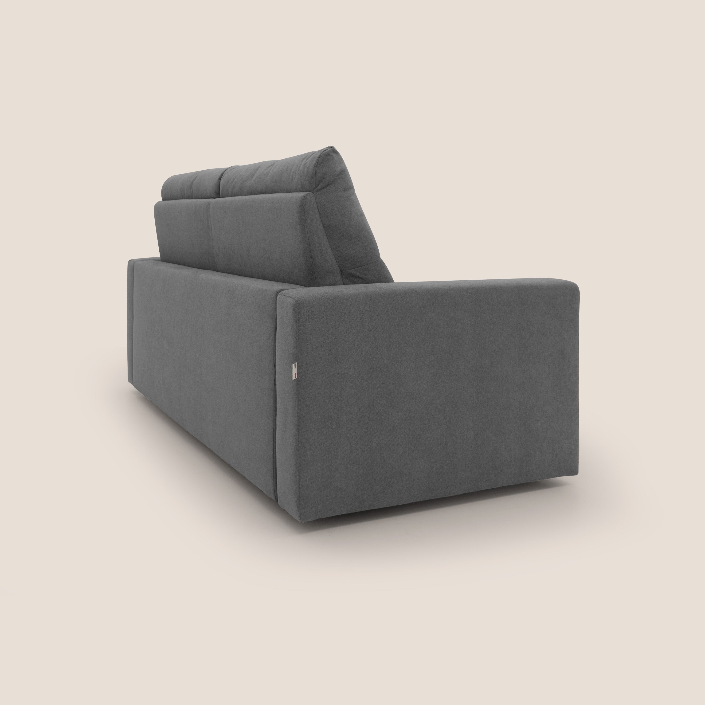 Paloma divano letto con materasso alto 18 cm con Aloe Vera in tessuto impermeabile grigio - divitt.sbs